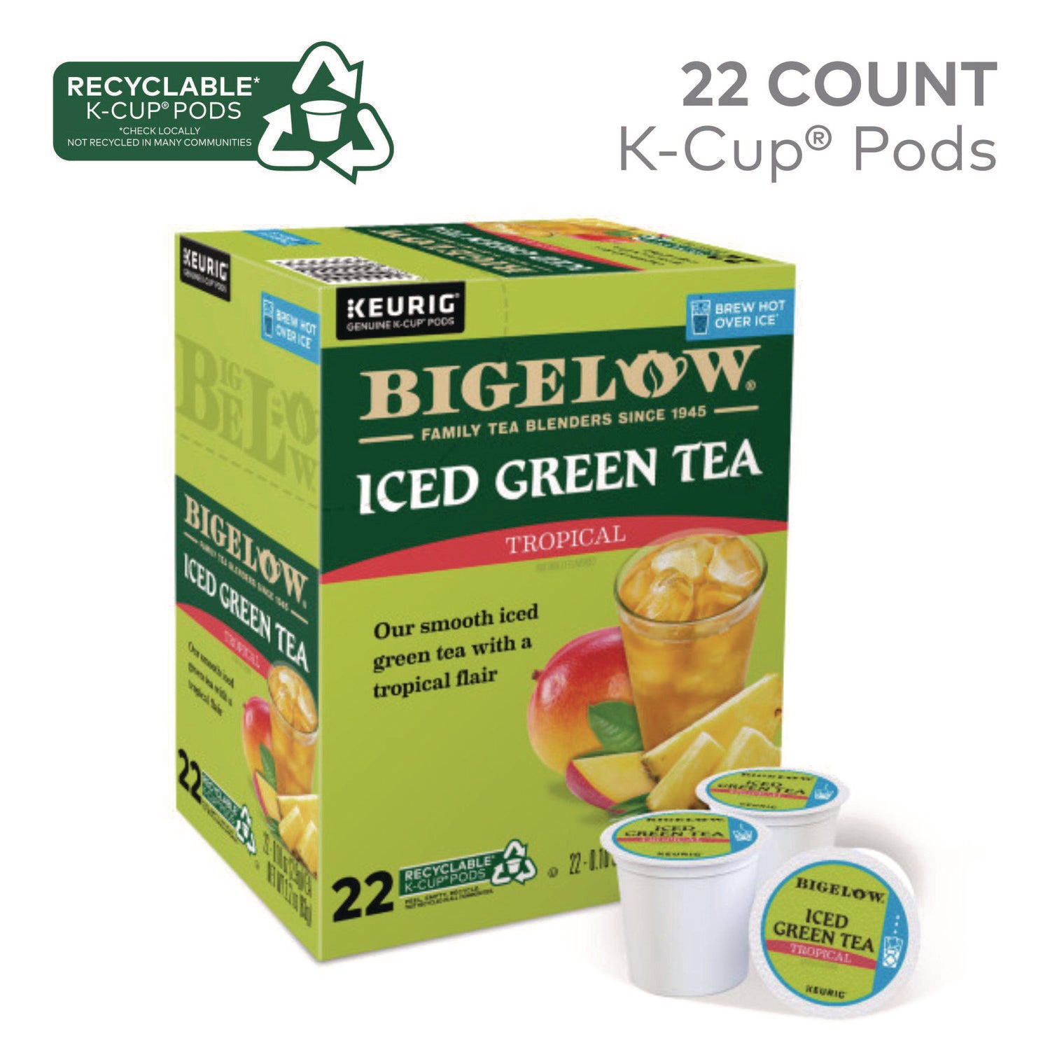 Compatible with Keurig Brewer - Green Tea - 22 / Box