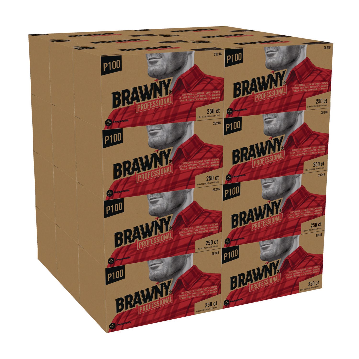 All Purpose Wipers, 1-Ply, 9 x 10.25, Brown, 250 Wipers/Box, 24 Boxes/Carton