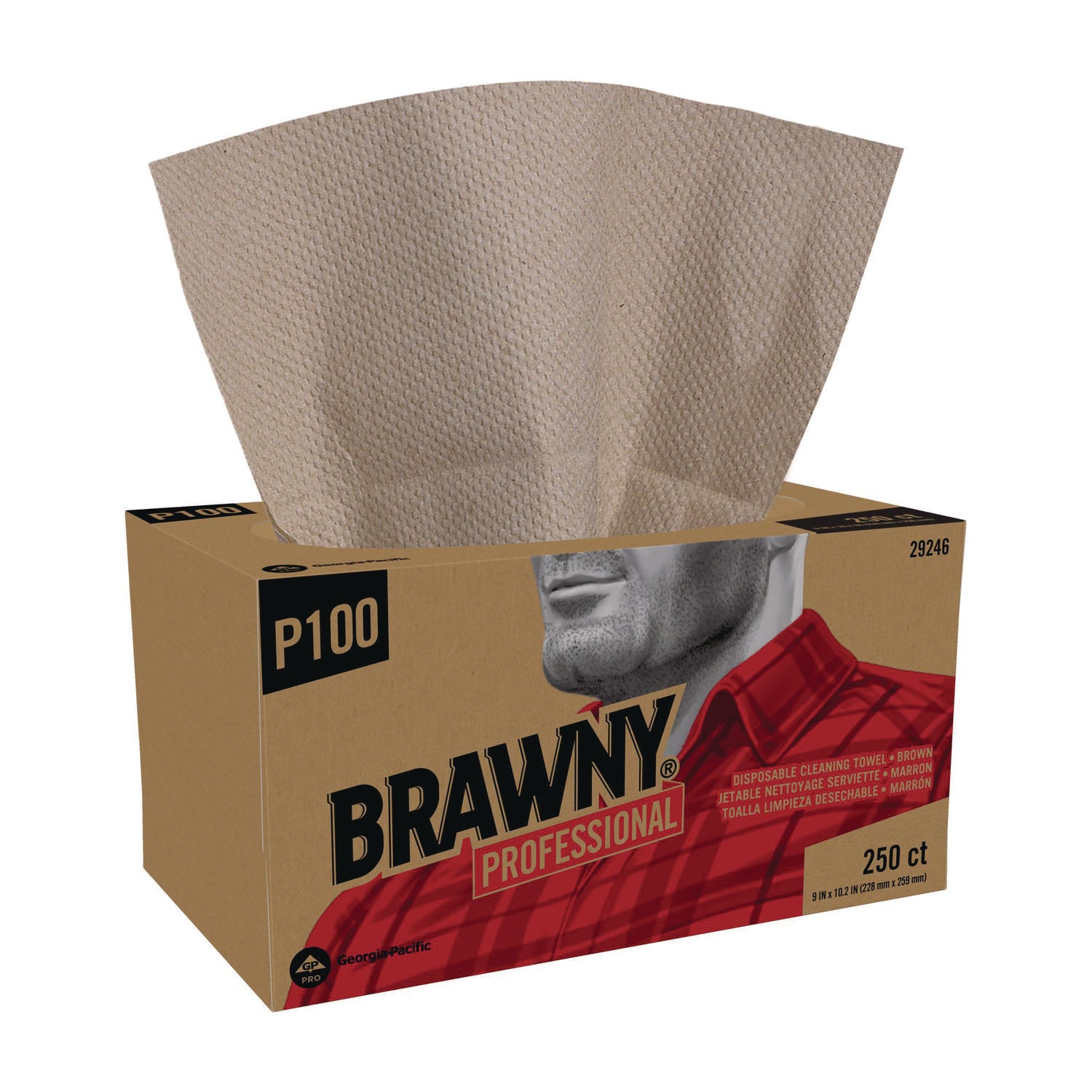 All Purpose Wipers, 1-Ply, 9 x 10.25, Brown, 250 Wipers/Box, 24 Boxes/Carton