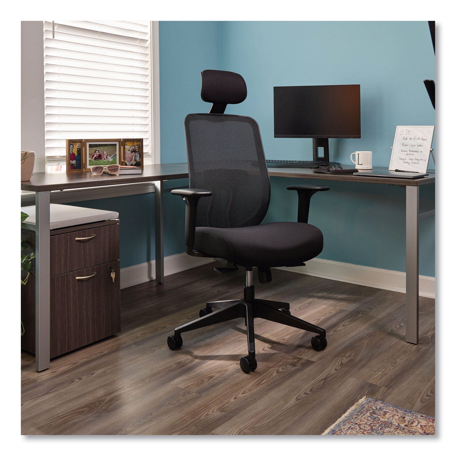 HON Altern Task Chair, Fabric and Foam Seat, Mesh Mid Back, Black Frame, Adjustable Armrests, Lumbar Support, Tilt Mechanism, 1 Each