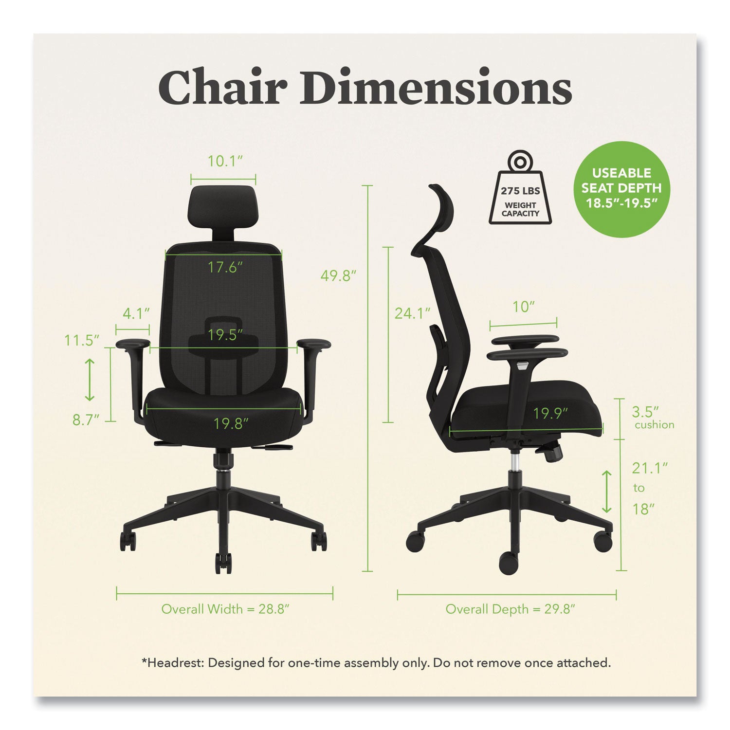 HON Altern Task Chair, Fabric and Foam Seat, Mesh Mid Back, Black Frame, Adjustable Armrests, Lumbar Support, Tilt Mechanism, 1 Each