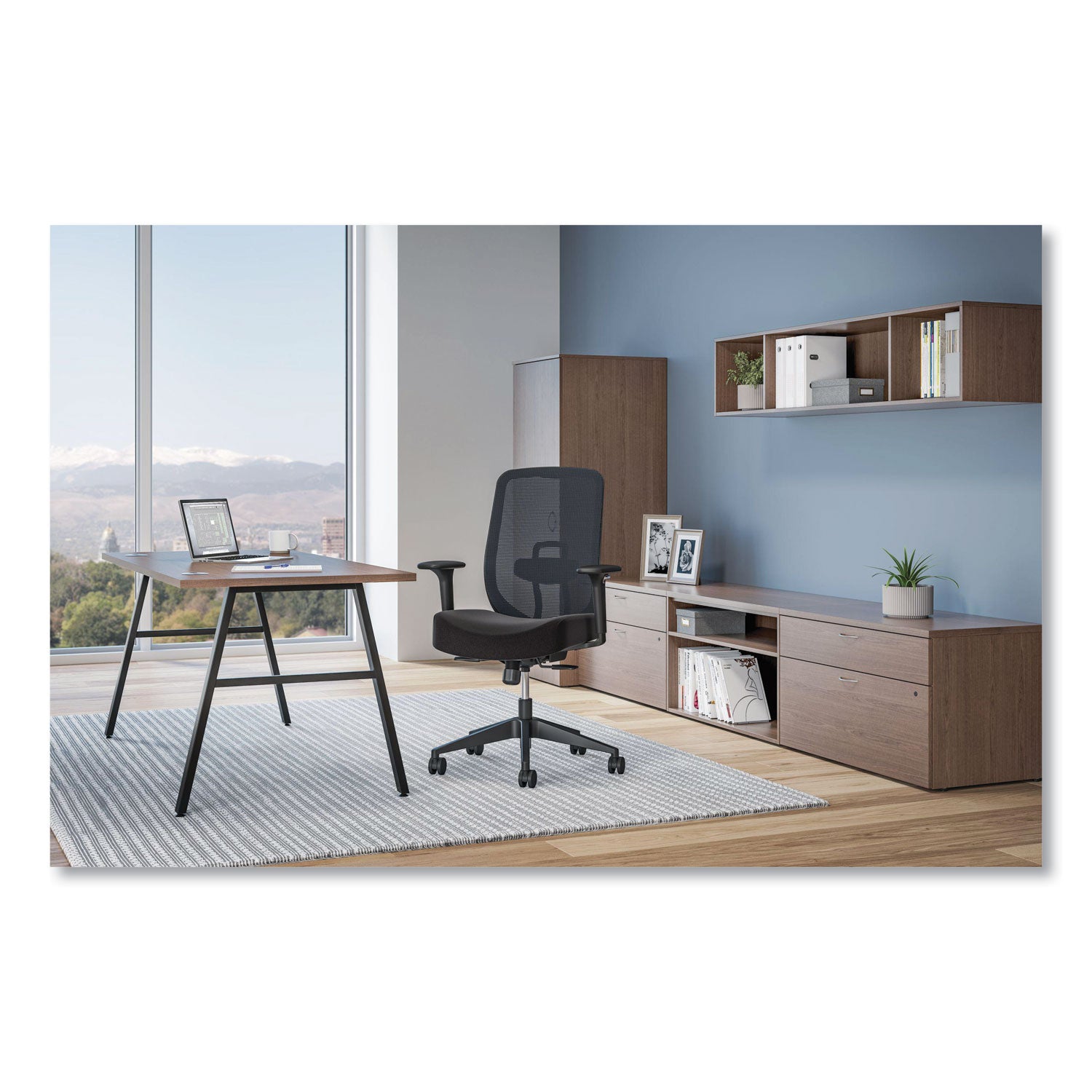 HON Altern Task Chair, Fabric and Foam Seat, Mesh Mid Back, Black Frame, Adjustable Armrests, Lumbar Support, Tilt Mechanism, 1 Each