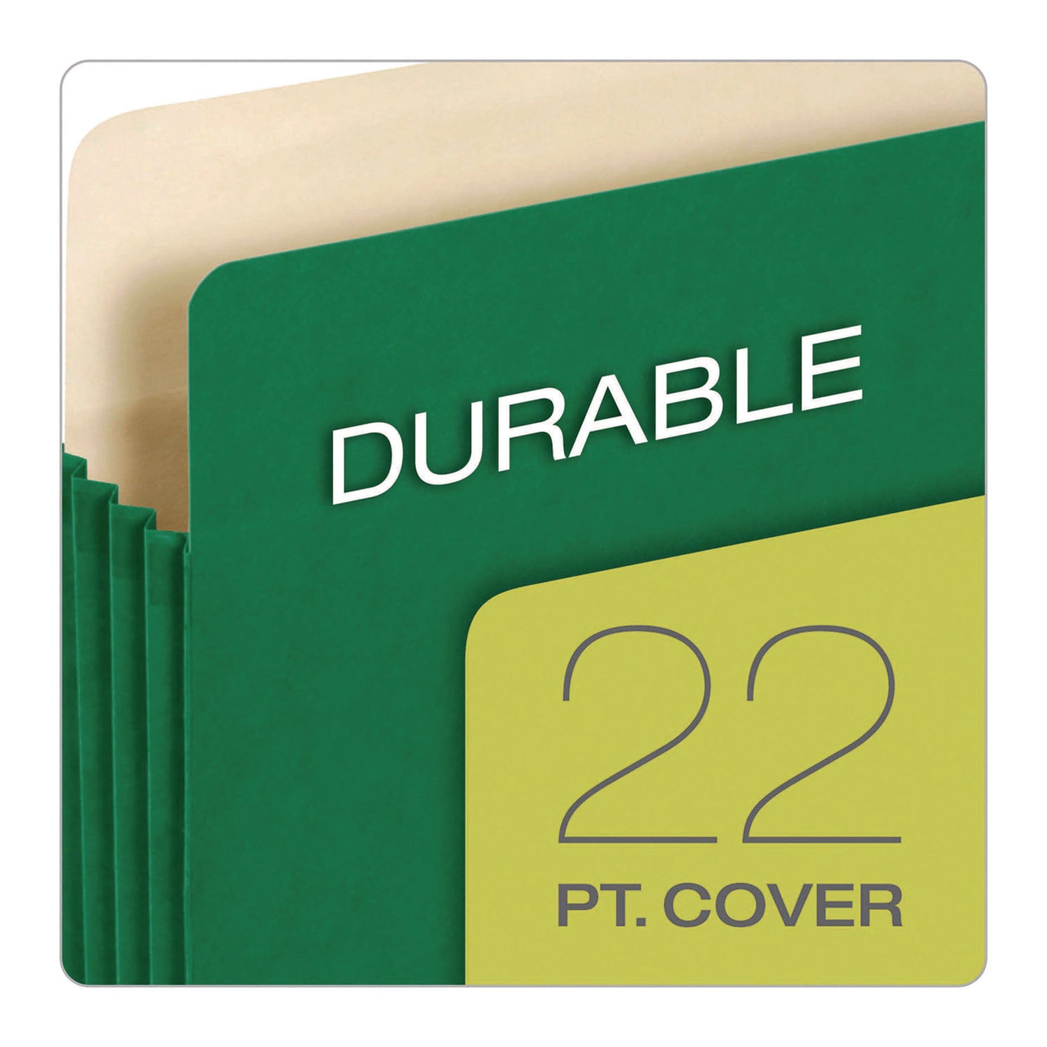 Reinforced File Pocket, 5.25" Expansion, Letter Size, Green, 10/Box