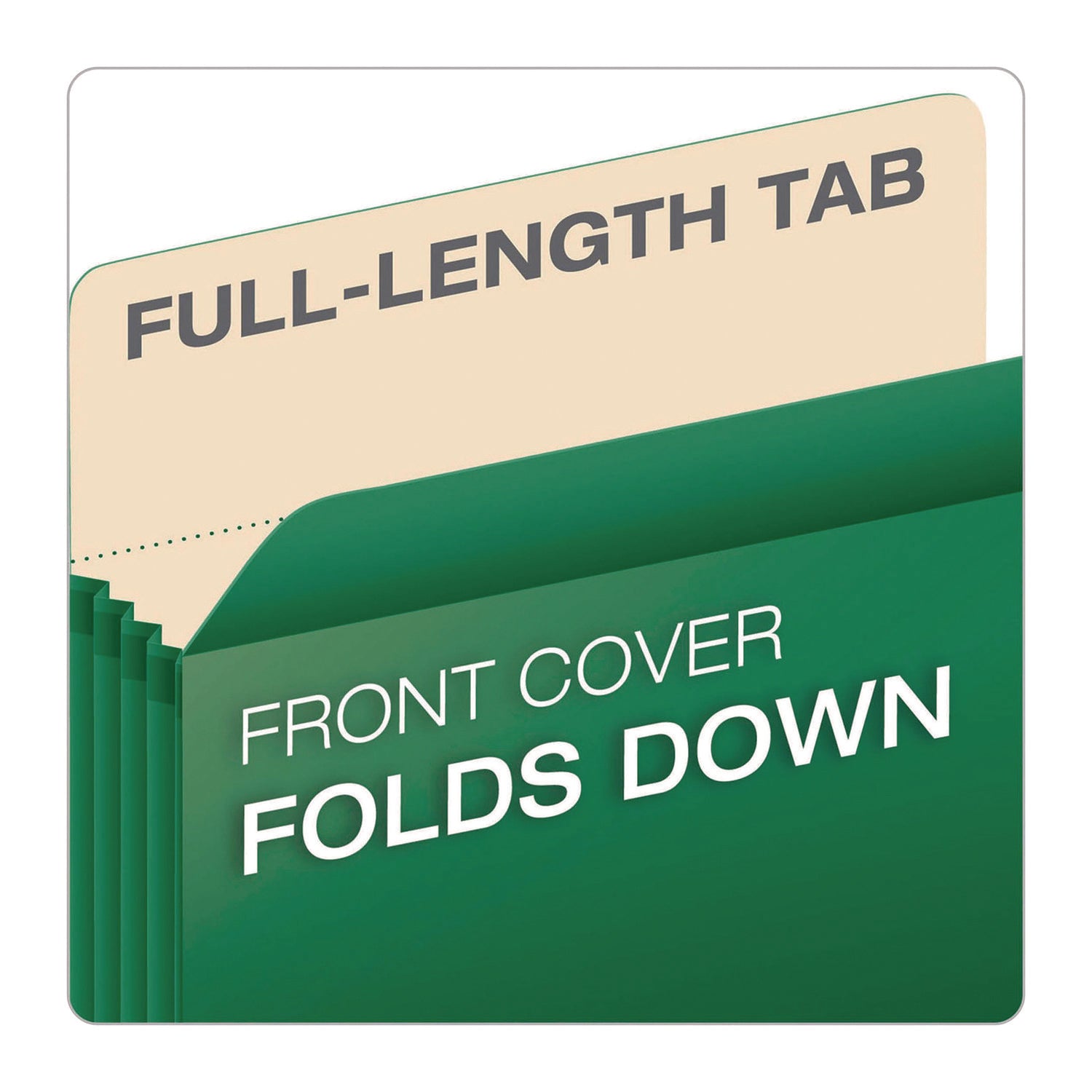 Reinforced File Pocket, 5.25" Expansion, Letter Size, Green, 10/Box