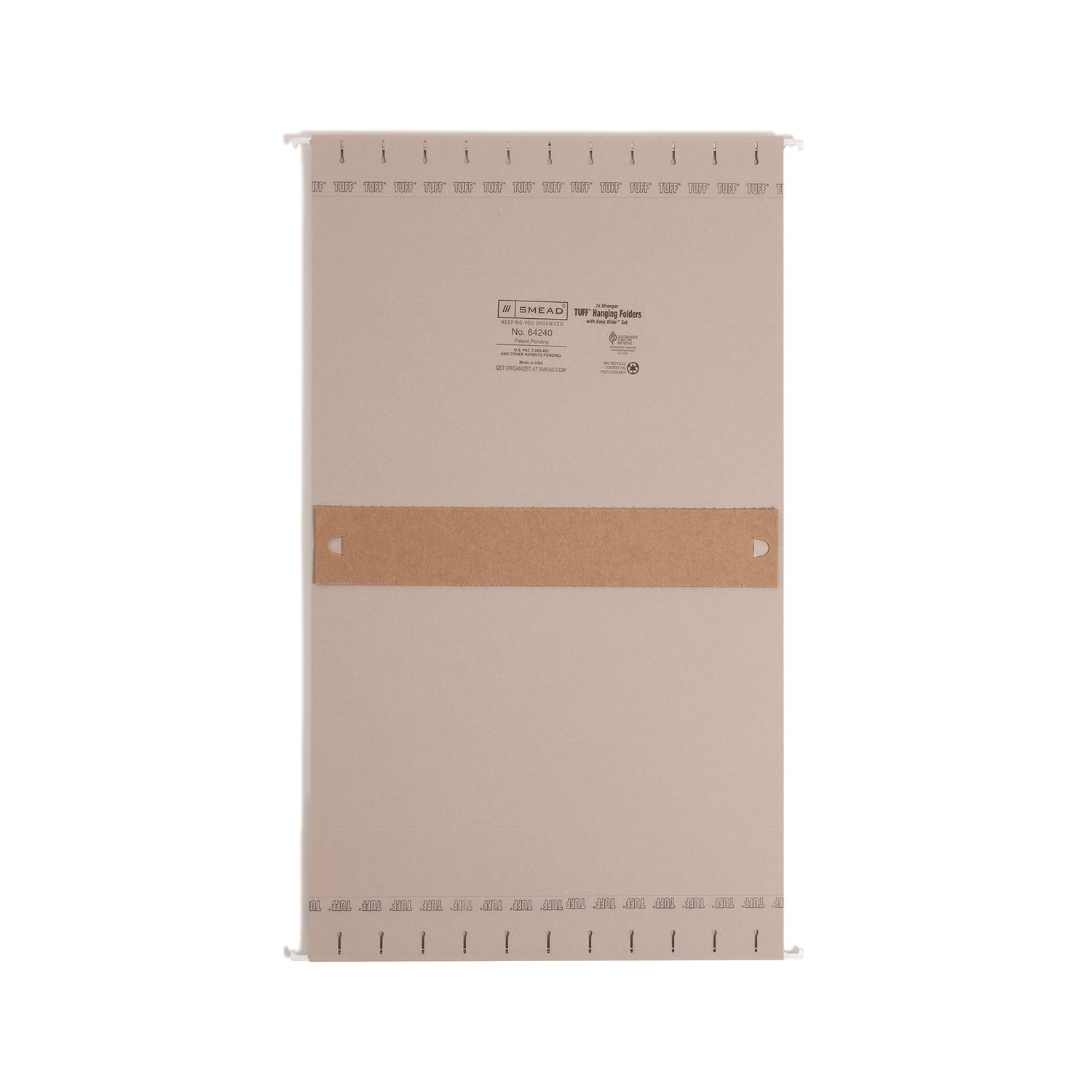Smead TUFF 1/3 Tab Cut Letter Recycled Hanging Folder - 8 1/2" x 11" - 2" Expansion - Top Tab Location - 14 pt. - Steel Gray - Tear Resistant - 10% Recycled - 18 / Box