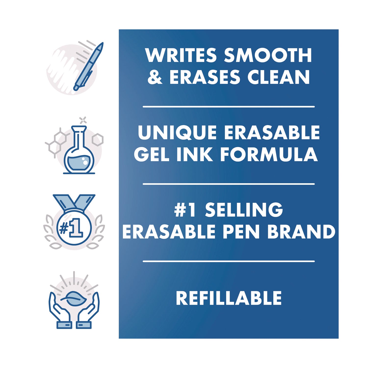 FriXion Ball Clicker Erasable Gel Pen, Retractable, Fine 0.7 mm, Black Ink, Black Barrel, 2/Pack