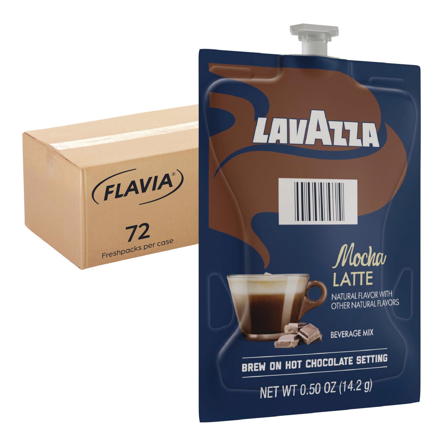 Flavia Latte Freshpacks, Mocha Latte, Medium Roast, Kosher, 0.5 oz Each, 72 Freshpacks per Carton, Compatible with Flavia Aroma, Creation 300, and Creation 600 Brewers