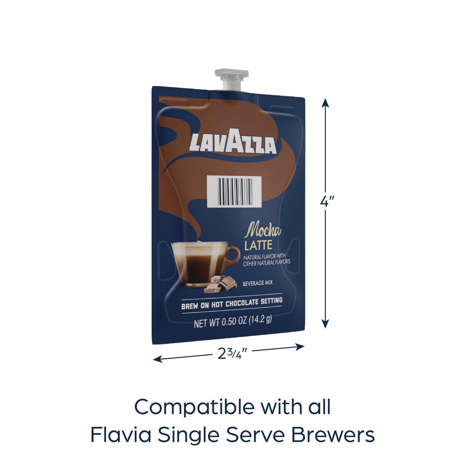 Flavia Latte Freshpacks, Mocha Latte, Medium Roast, Kosher, 0.5 oz Each, 72 Freshpacks per Carton, Compatible with Flavia Aroma, Creation 300, and Creation 600 Brewers