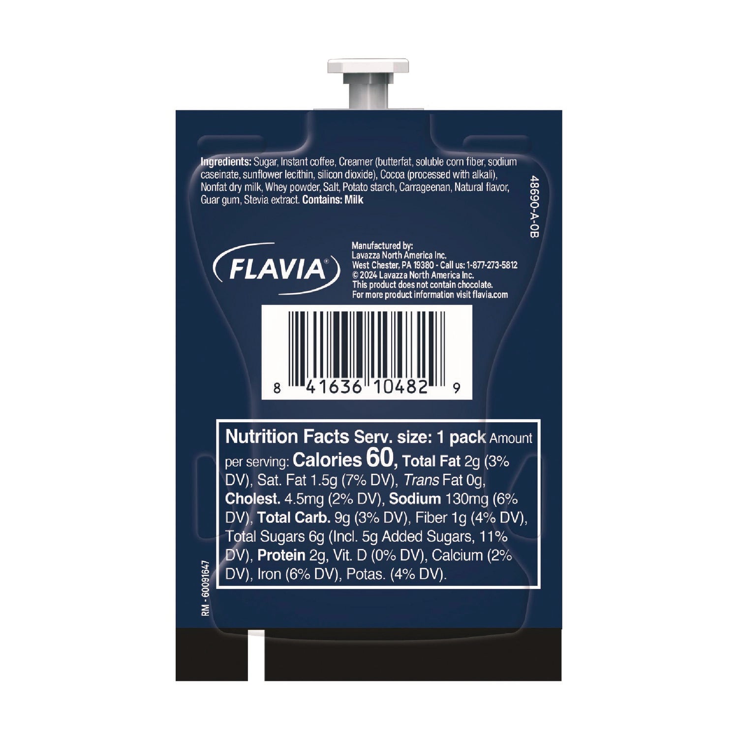 Flavia Latte Freshpacks, Mocha Latte, Medium Roast, Kosher, 0.5 oz Each, 72 Freshpacks per Carton, Compatible with Flavia Aroma, Creation 300, and Creation 600 Brewers