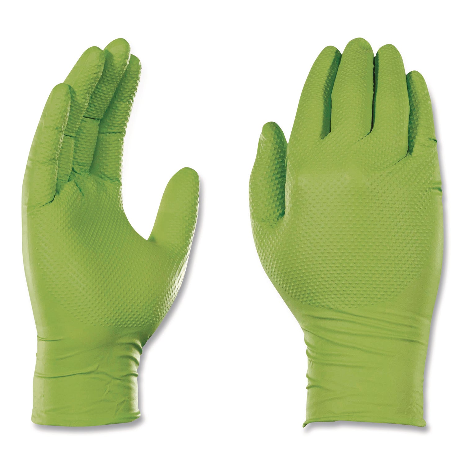 Heavy-Duty Industrial Nitrile Gloves, Powder-Free, 8 mil, 2X-Large, Green, 100 Gloves/Box, 10 Boxes/Carton