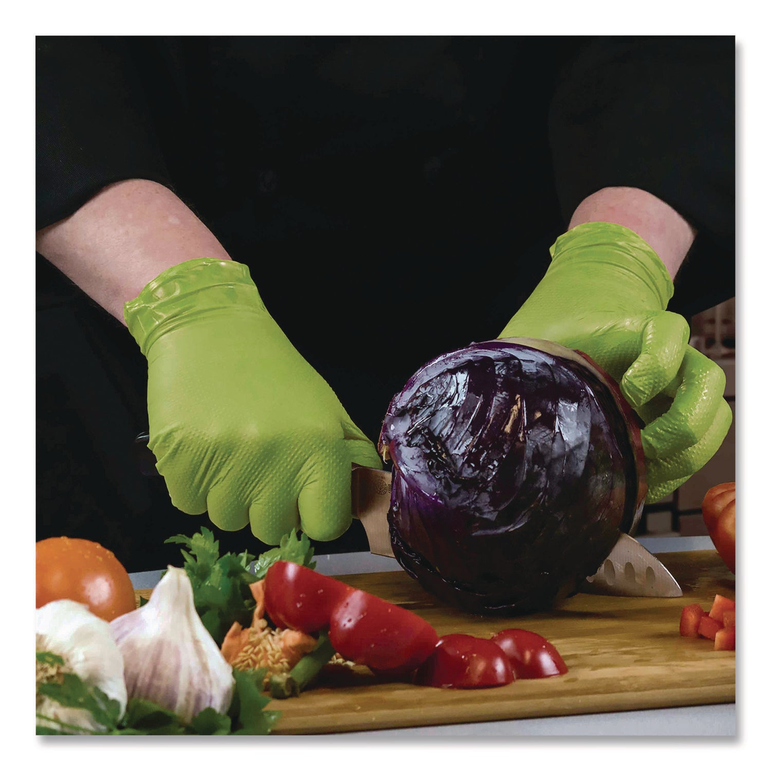 Heavy-Duty Industrial Nitrile Gloves, Powder-Free, 8 mil, 2X-Large, Green, 100 Gloves/Box, 10 Boxes/Carton