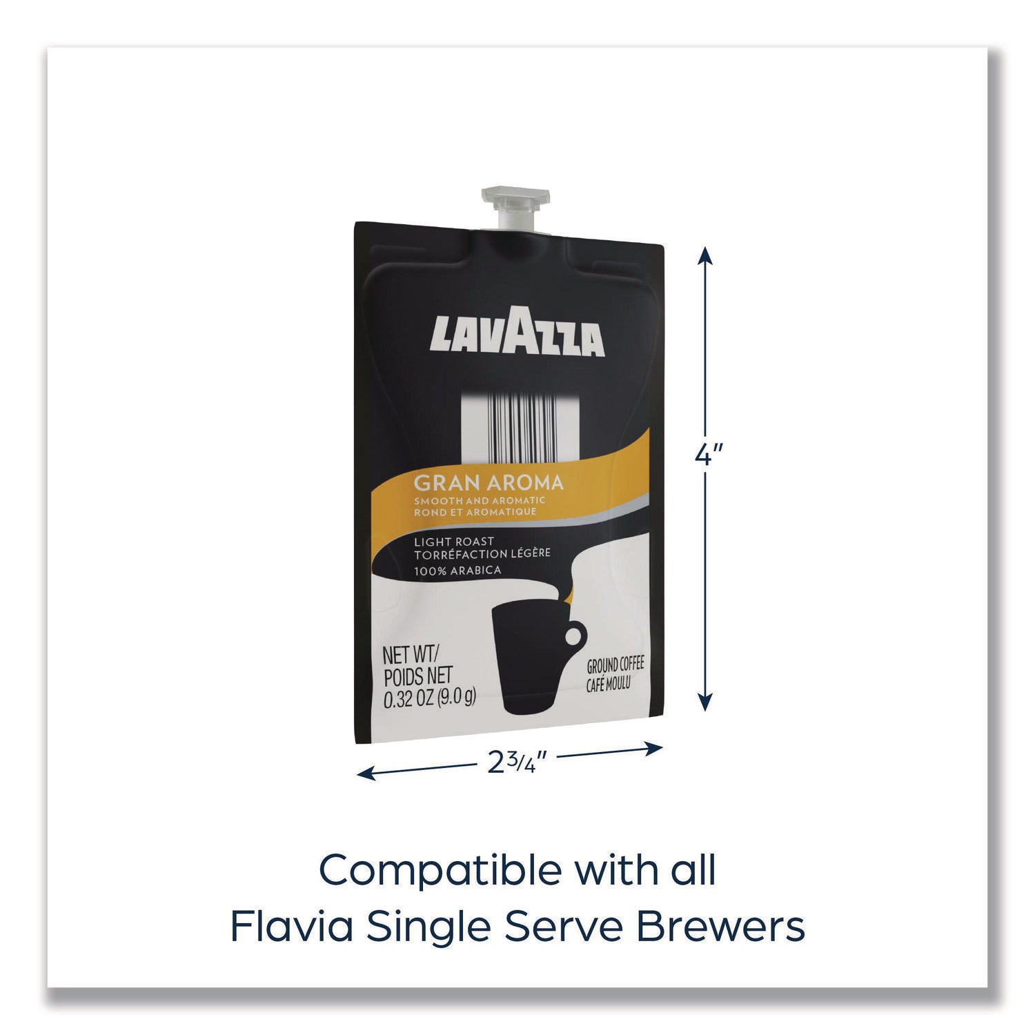 Compatible with Flavia Aroma, Flavia Barista, FLAVIA Creation 600, Flavia Creation 500, Flavia Creation 200, Flavia Creation 150, Flavia Creation 300 - Hot Coffee - Light - Freshpack - Gran Aroma, Arabica, Citrus - 76 / Carton