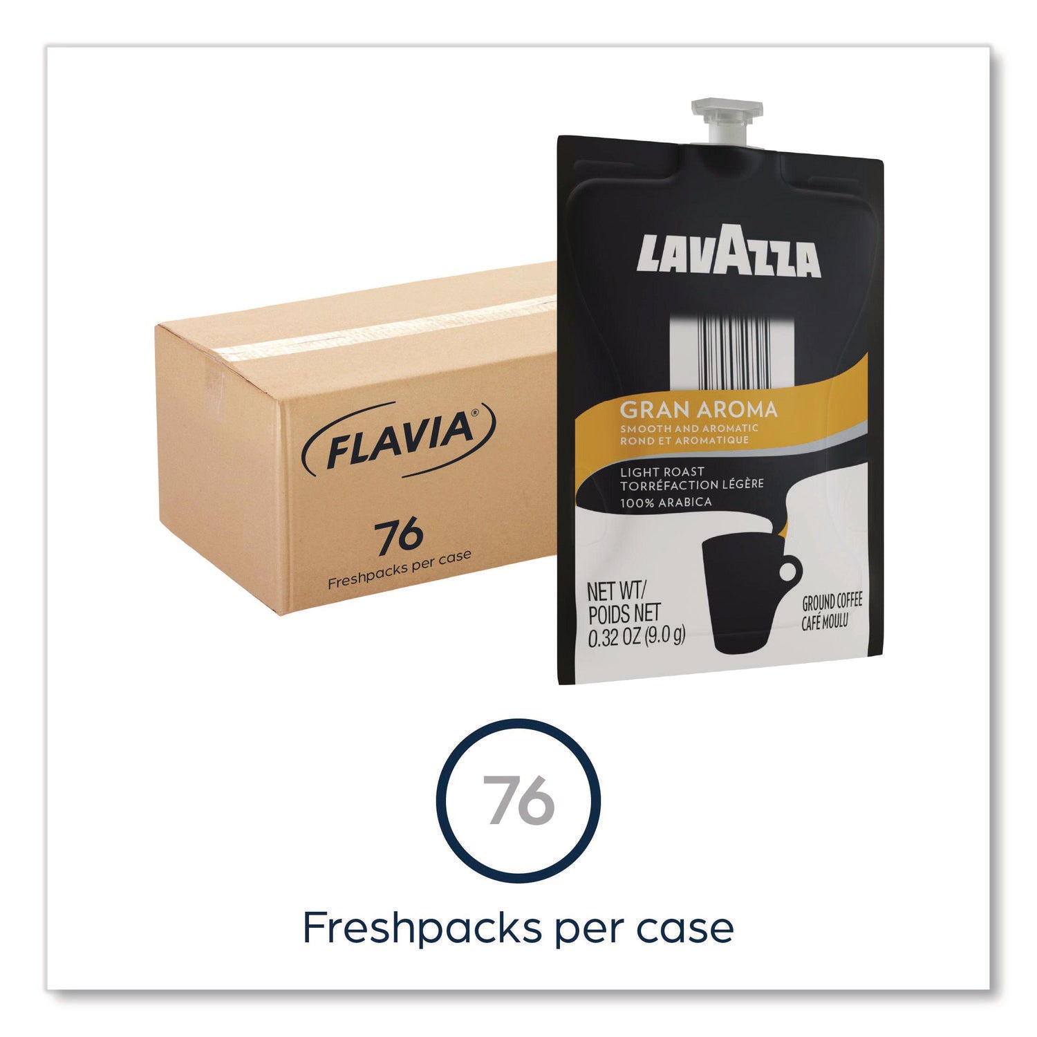 Compatible with Flavia Aroma, Flavia Barista, FLAVIA Creation 600, Flavia Creation 500, Flavia Creation 200, Flavia Creation 150, Flavia Creation 300 - Hot Coffee - Light - Freshpack - Gran Aroma, Arabica, Citrus - 76 / Carton