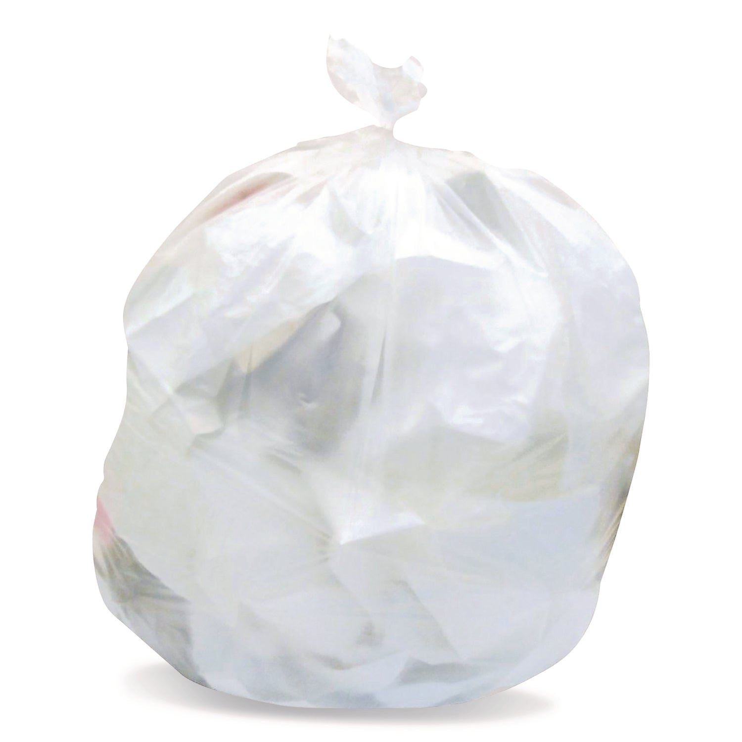 High-Density Waste Can Liners, 33 gal, 22 mic, 33" x 40", Natural, Roll, 25 Bags/Roll, 10 Rolls/Carton