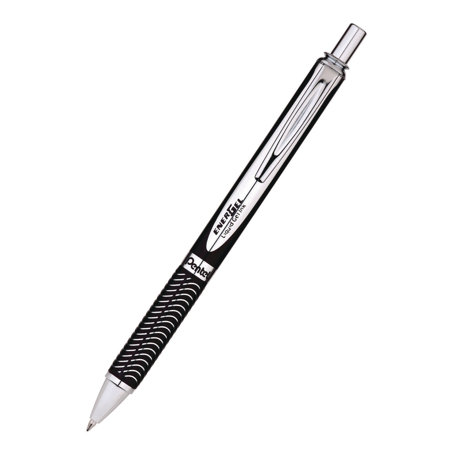 EnerGel Alloy RT Gel Pen, Retractable, Medium 0.7 mm, Black Ink, Black/Aluminum Barrel