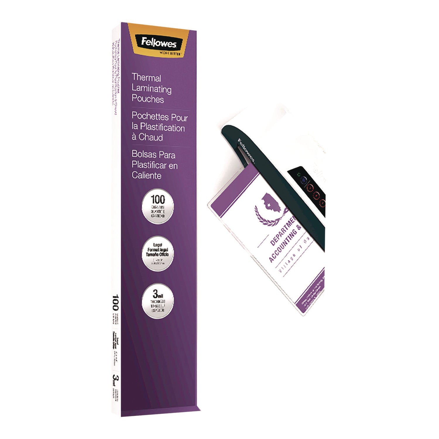 Sheet Size Supported: Legal - Laminating Pouch/Sheet Size: 9" Width x 3 mil Thickness - Type G - Glossy - for Document - Durable - Clear - 100 / Pack
