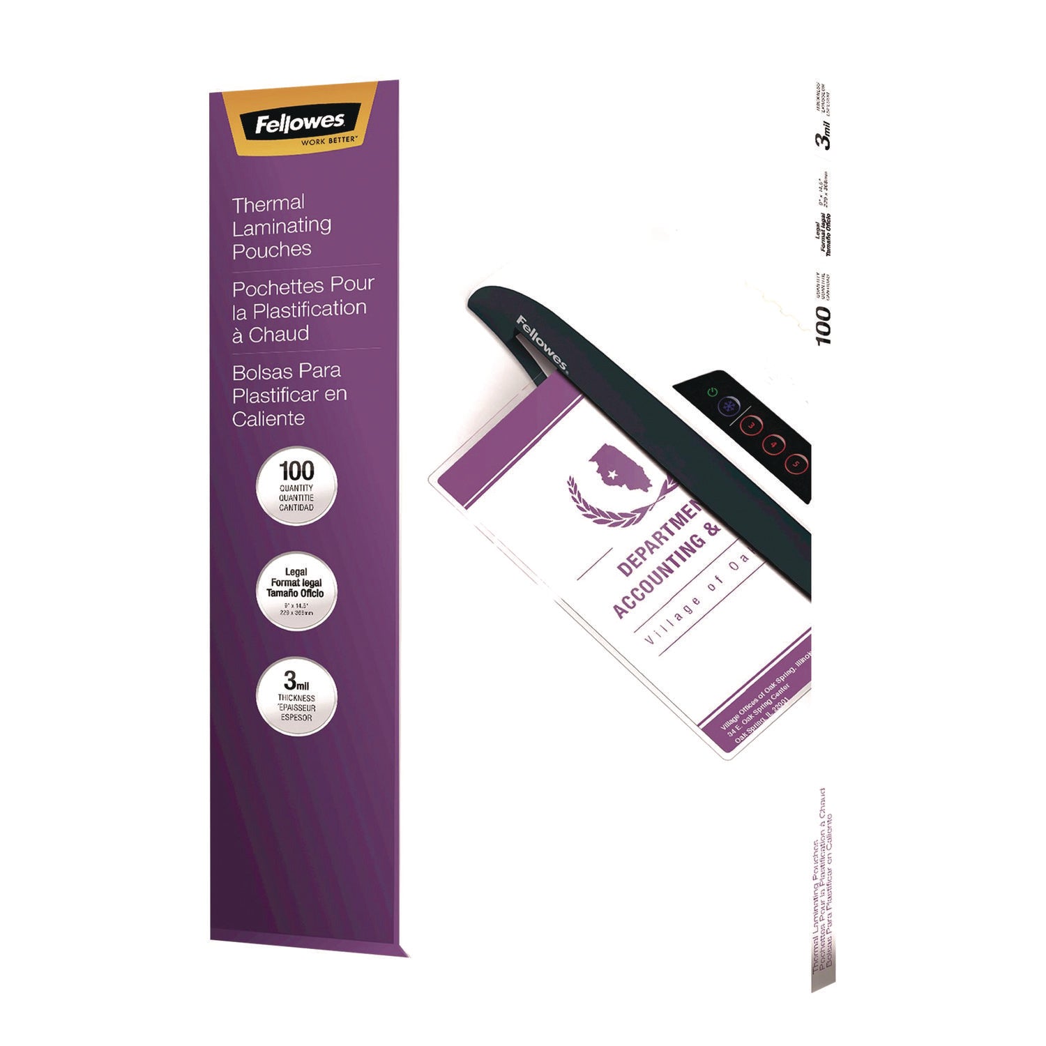 Sheet Size Supported: Legal - Laminating Pouch/Sheet Size: 9" Width x 3 mil Thickness - Type G - Glossy - for Document - Durable - Clear - 100 / Pack