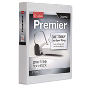 Cardinal Premier ONE-TOUCH Easy Open Locking Slant-D Ring Binder, 2" Capacity, 3" Spine, 3 Rings, 530 Sheet Capacity, 4 Pockets, Letter Size, White, 1 Each