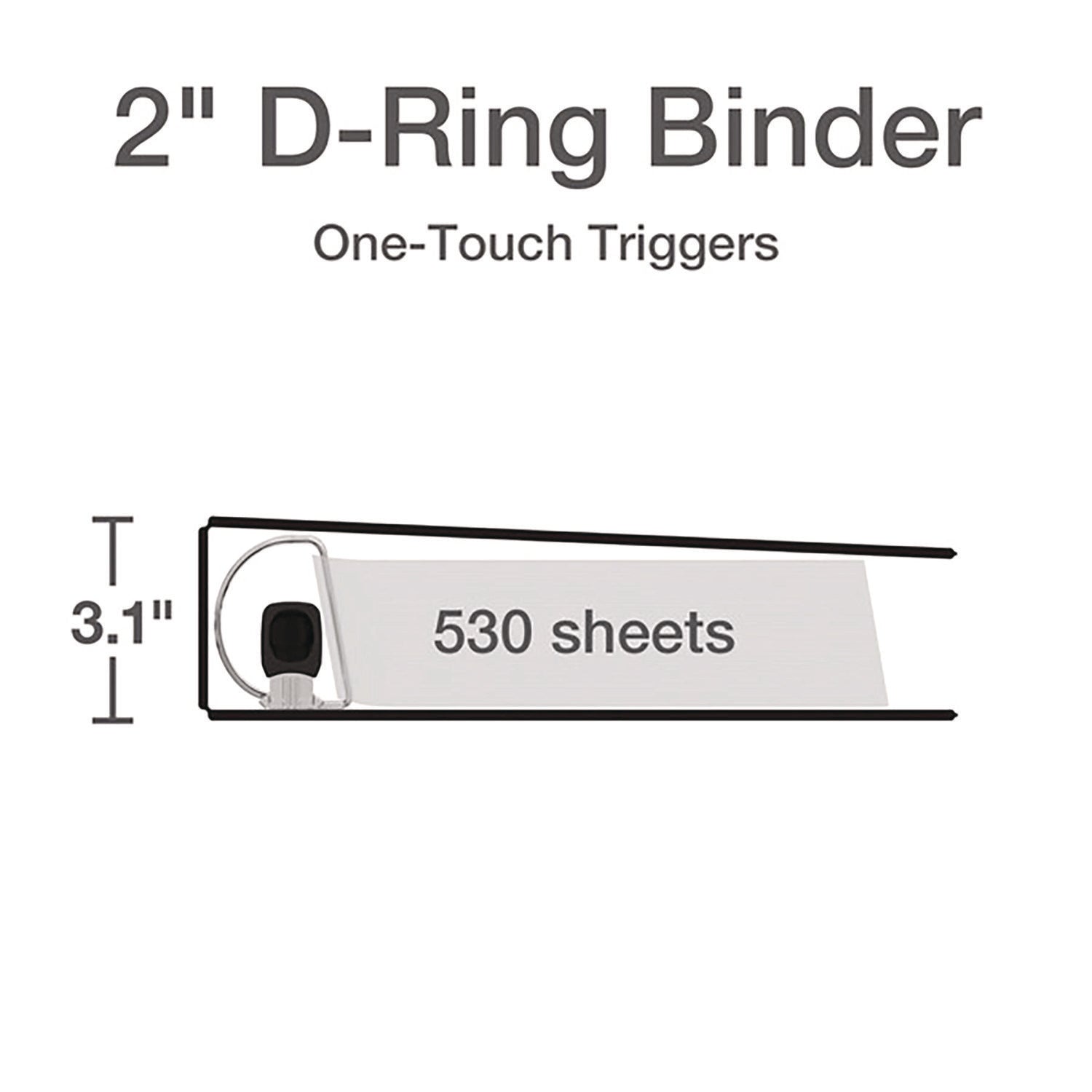Cardinal Premier ONE-TOUCH Easy Open Locking Slant-D Ring Binder, 2" Capacity, 3" Spine, 3 Rings, 530 Sheet Capacity, 4 Pockets, Letter Size, White, 1 Each