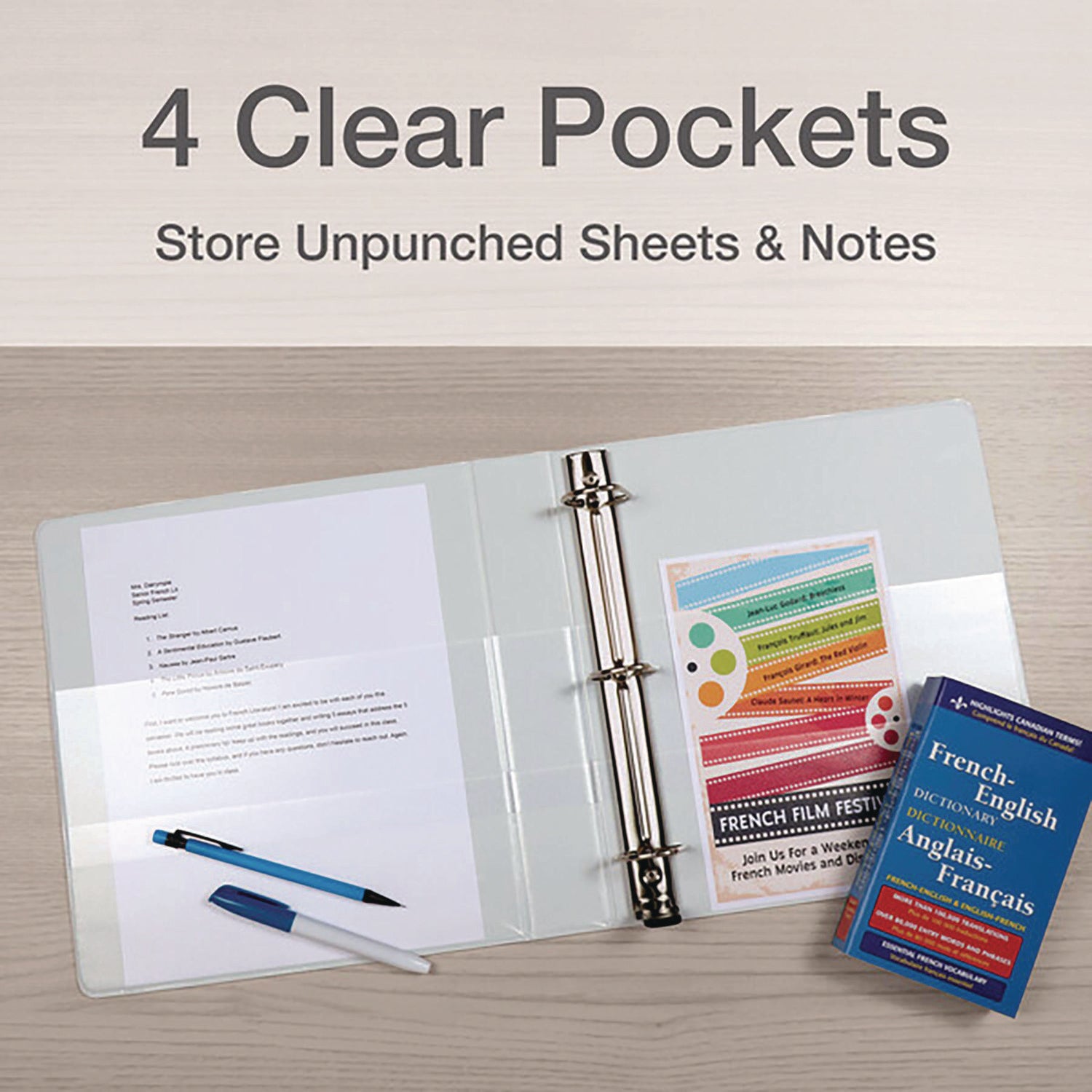 Cardinal Premier ONE-TOUCH Easy Open Locking Slant-D Ring Binder, 2" Capacity, 3" Spine, 3 Rings, 530 Sheet Capacity, 4 Pockets, Letter Size, White, 1 Each