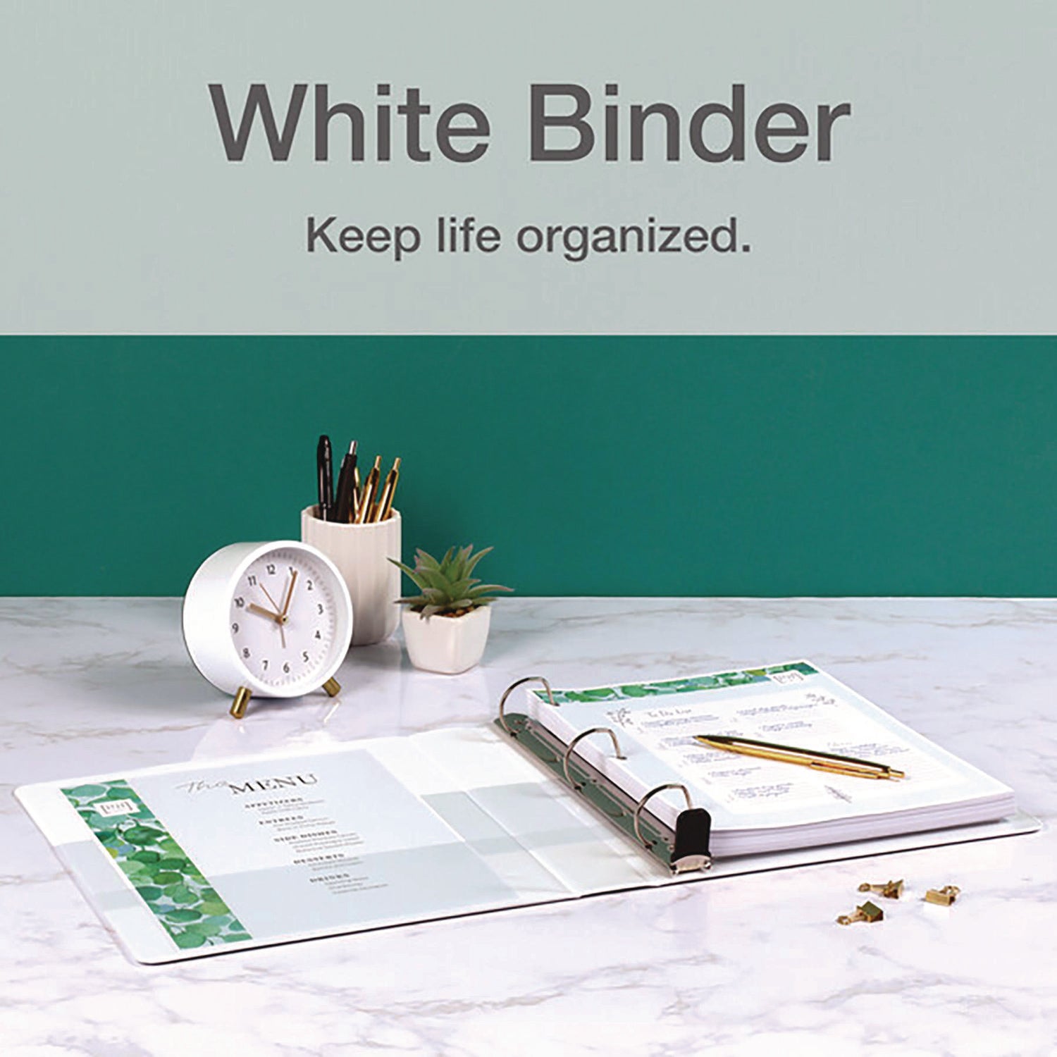 Cardinal Premier ONE-TOUCH Easy Open Locking Slant-D Ring Binder, 2" Capacity, 3" Spine, 3 Rings, 530 Sheet Capacity, 4 Pockets, Letter Size, White, 1 Each