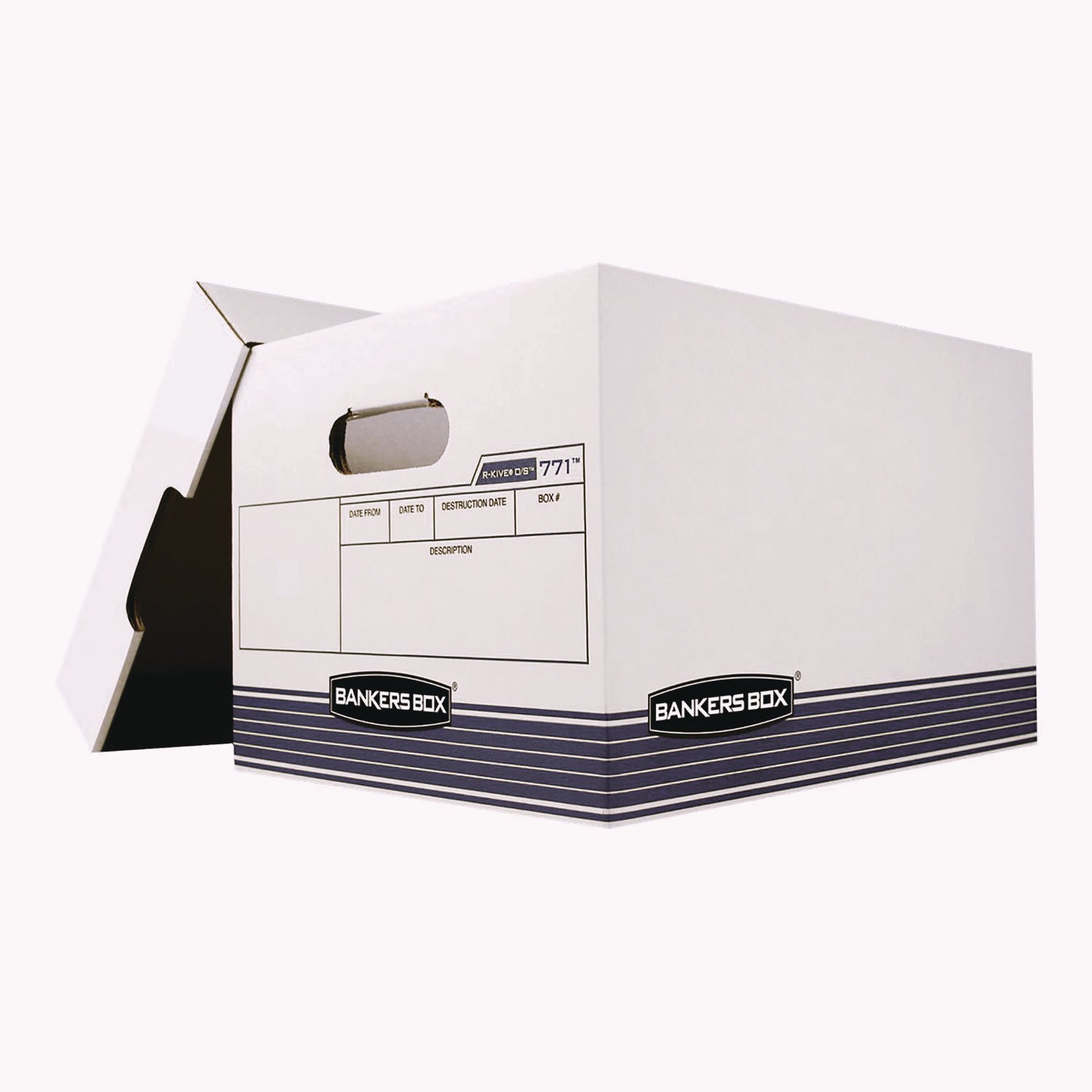 Internal Dimensions: 12" Width x 15" Depth x 10" Height - External Dimensions: 12.9" Width x 16.6" Depth x 10.3" Height - Lift-off Closure - Stackable - White, Blue - Recycled - 20 / Pack