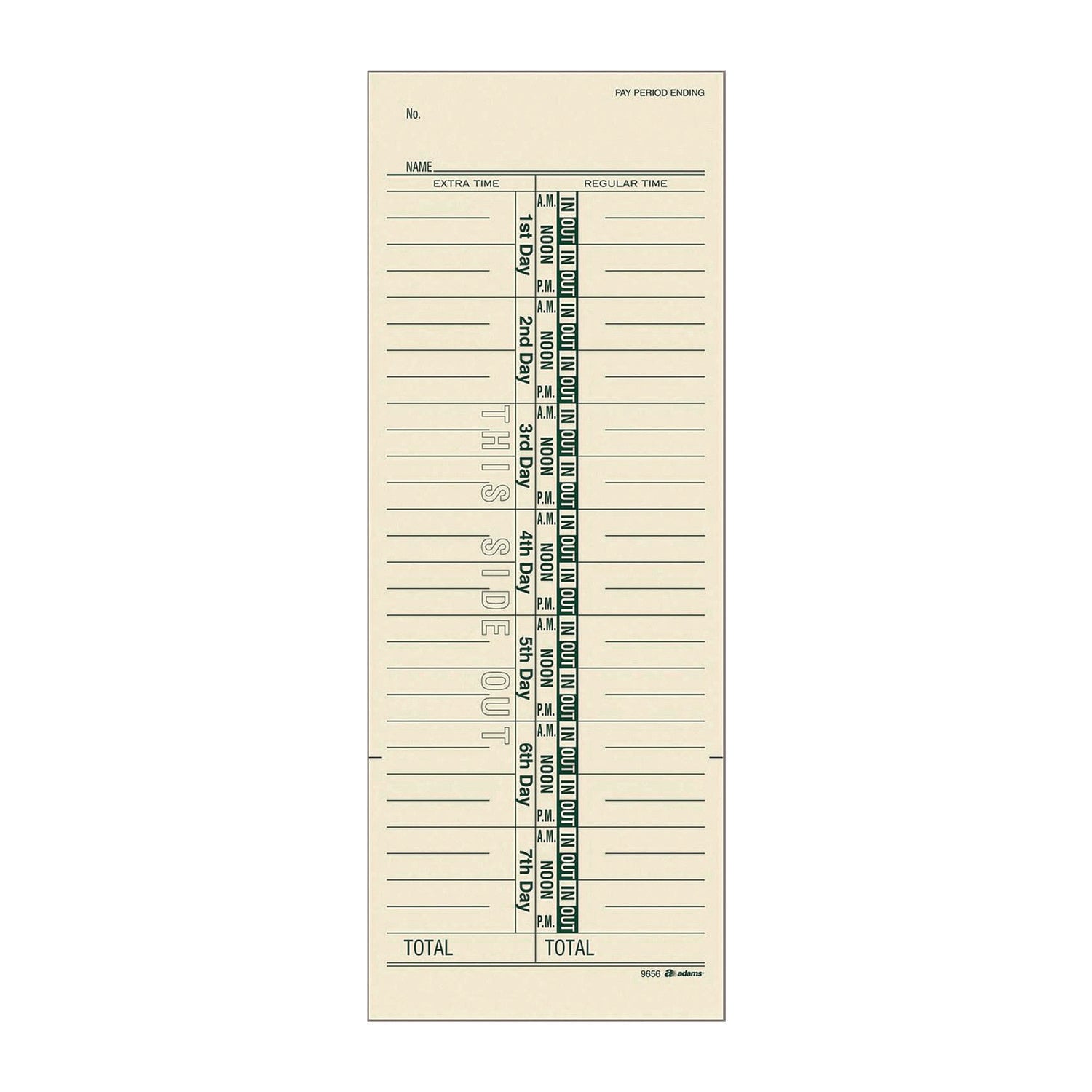 Time Cards for Acroprint, Amano and Lathem Time Clocks, One-Sided, 3.38" x 9", 200/Pack