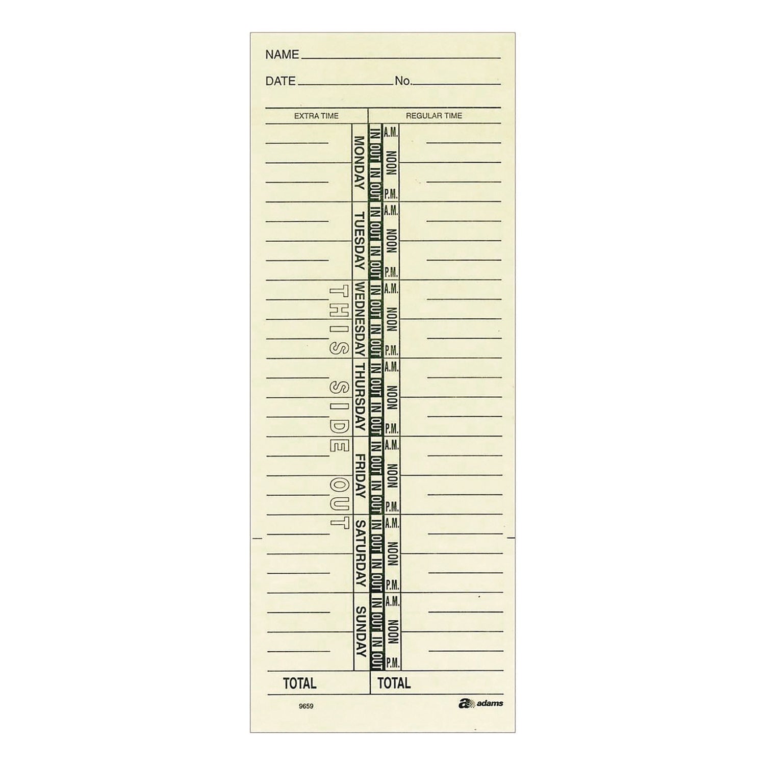 Time Cards for Acroprint, Amano and Lathem Time Clocks, One Side, 3.38" x 9", 200/Pack