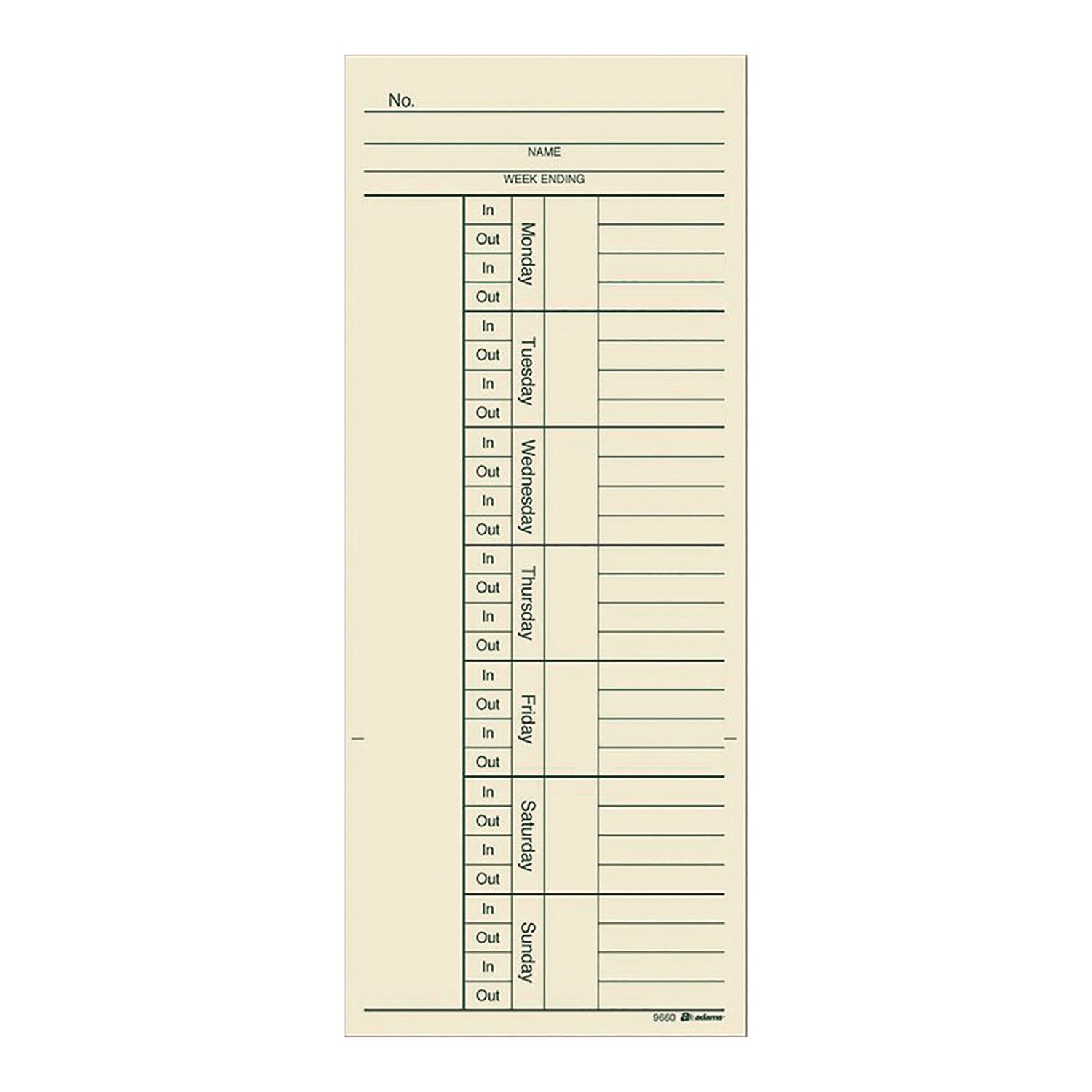 Time Cards for Acroprint, Amano and Lathem Time Clocks, Two Sides, 3.4" x 8.25", 200/Pack