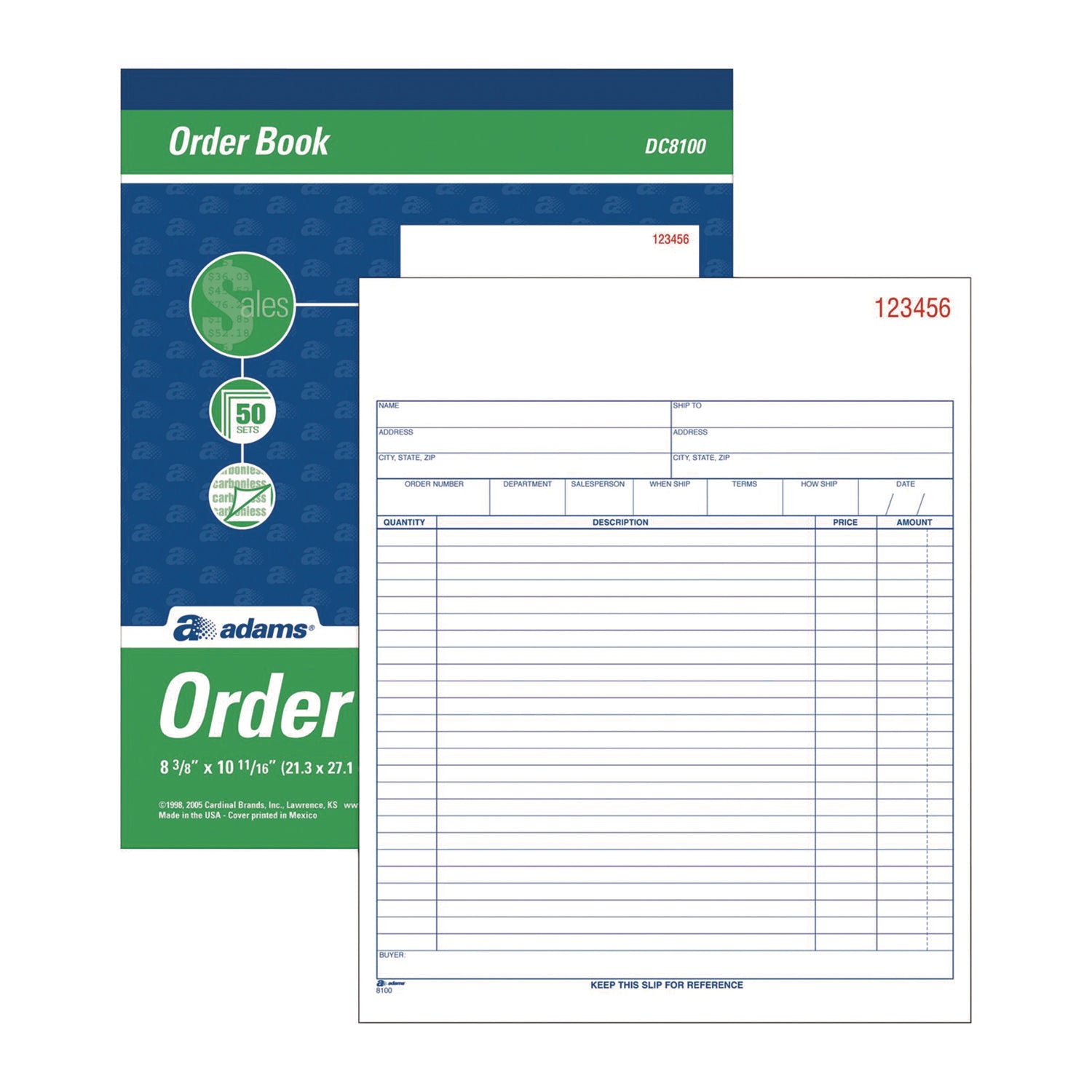 Multipart Sales Order Pad, Two-Part Carbonless, 8.38 x 10.19, 50 Forms Total