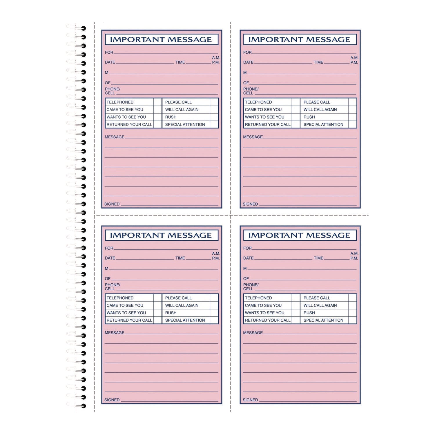 Important Message Book, Two-Part Carbonless, 4 Forms/Sheet, 200 Forms Total