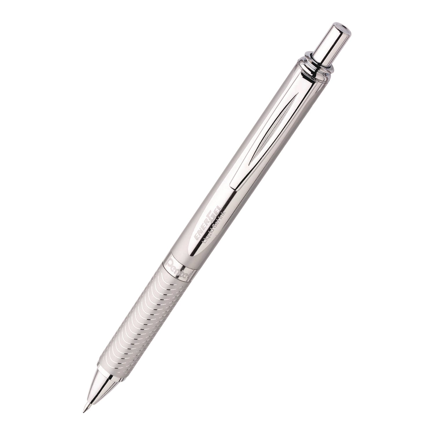 EnerGel EnerGel Alloy Retractable Gel Pens - 0.7 mm Medium Pen Point - Refillable - Retractable - Black Ink - Gel-based - Metallic Silver Metal Barrel - Stainless Steel Tip - 1 Pack