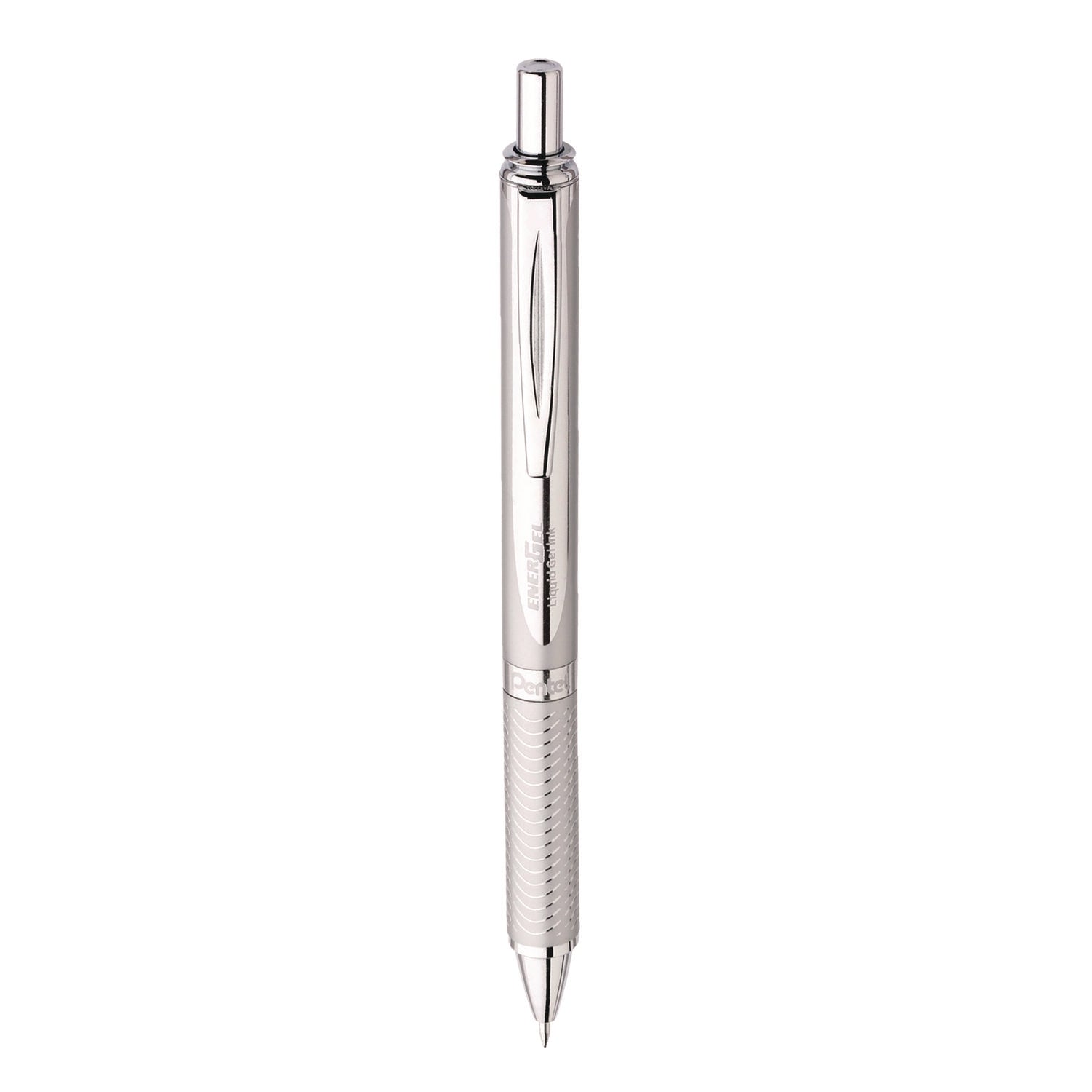EnerGel EnerGel Alloy Retractable Gel Pens - 0.7 mm Medium Pen Point - Refillable - Retractable - Black Ink - Gel-based - Metallic Silver Metal Barrel - Stainless Steel Tip - 1 Pack
