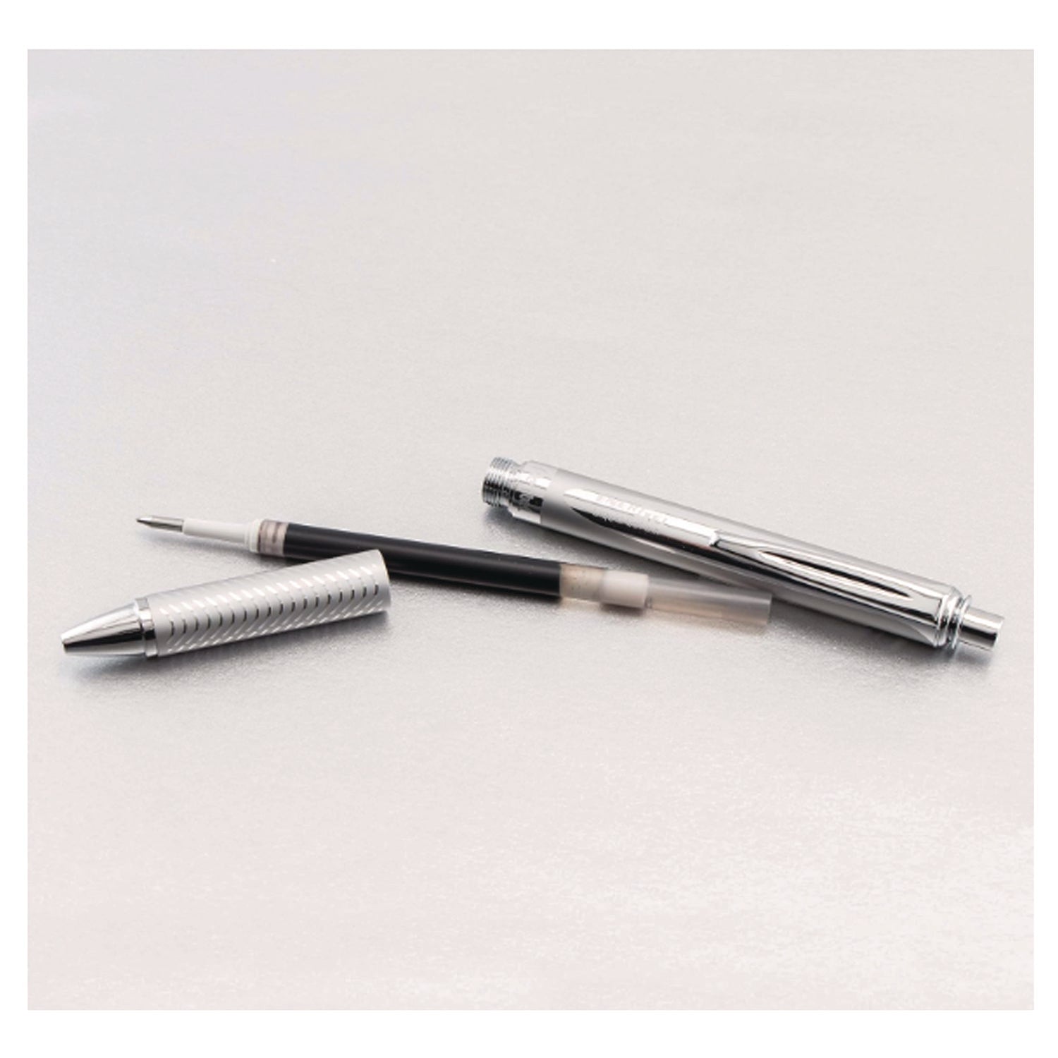 EnerGel EnerGel Alloy Retractable Gel Pens - 0.7 mm Medium Pen Point - Refillable - Retractable - Black Ink - Gel-based - Metallic Silver Metal Barrel - Stainless Steel Tip - 1 Pack