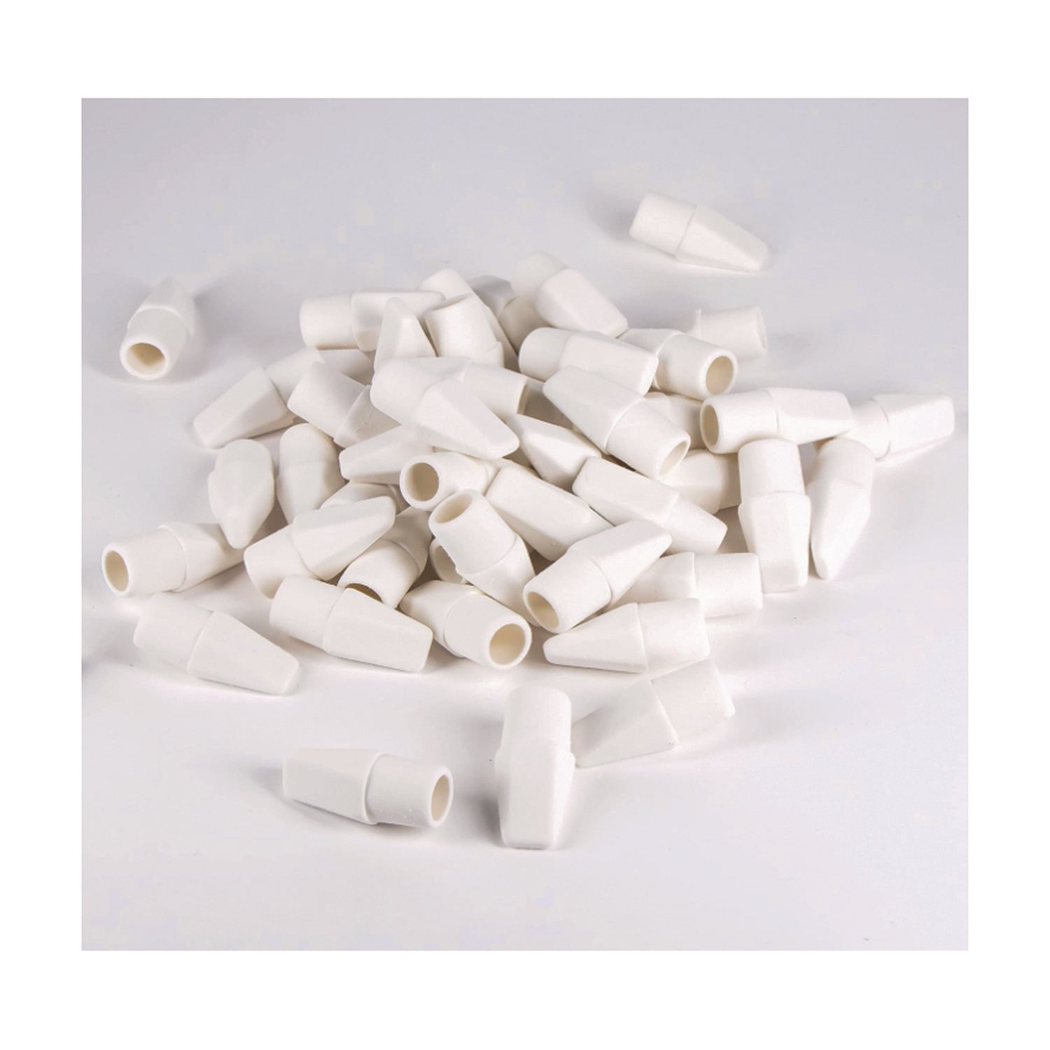 Hi-Polymer Eraser Assortment, (4) Pencil Caps/(1) Large Block/(1) Small Block, White, 6/Pack