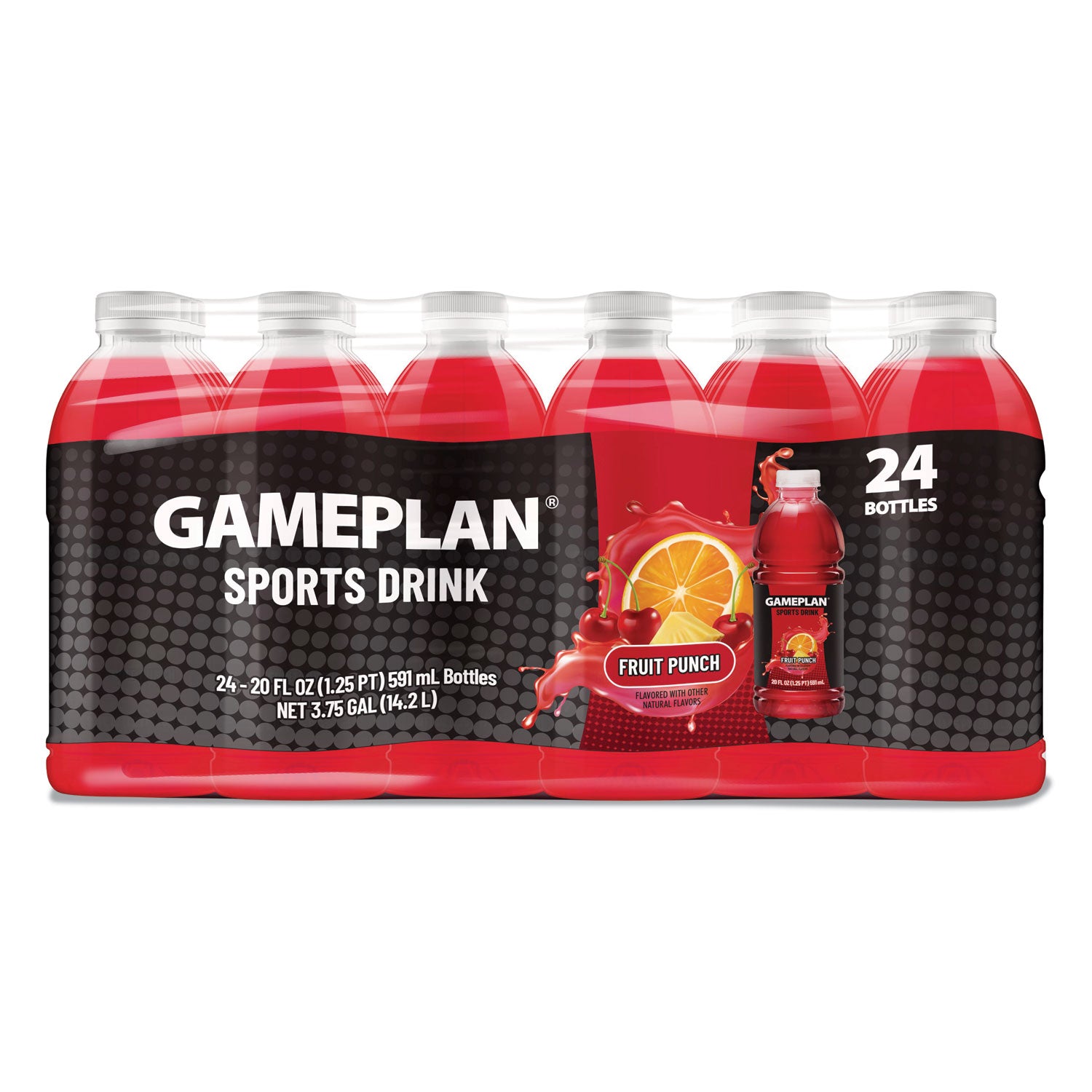 Gameplan Sports Drink, Fruit Punch, 20 oz Bottle, 24/Carton