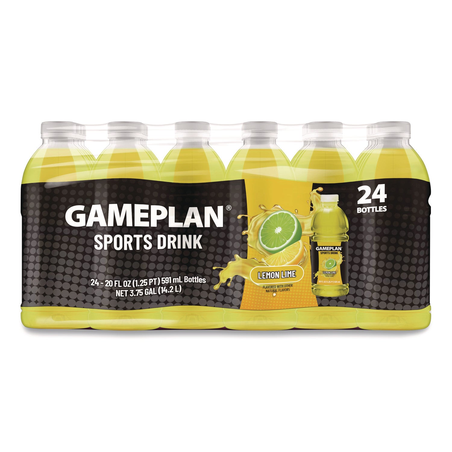 Gameplan Sports Drink, Lemon Lime, 20 oz Bottle, 24/Carton