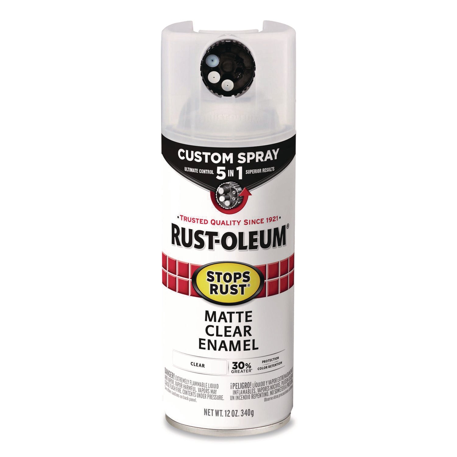 Stops Rust 5-in-1 Spray Paint, Matte Clear, 12 oz Aerosol Can, 6/Carton