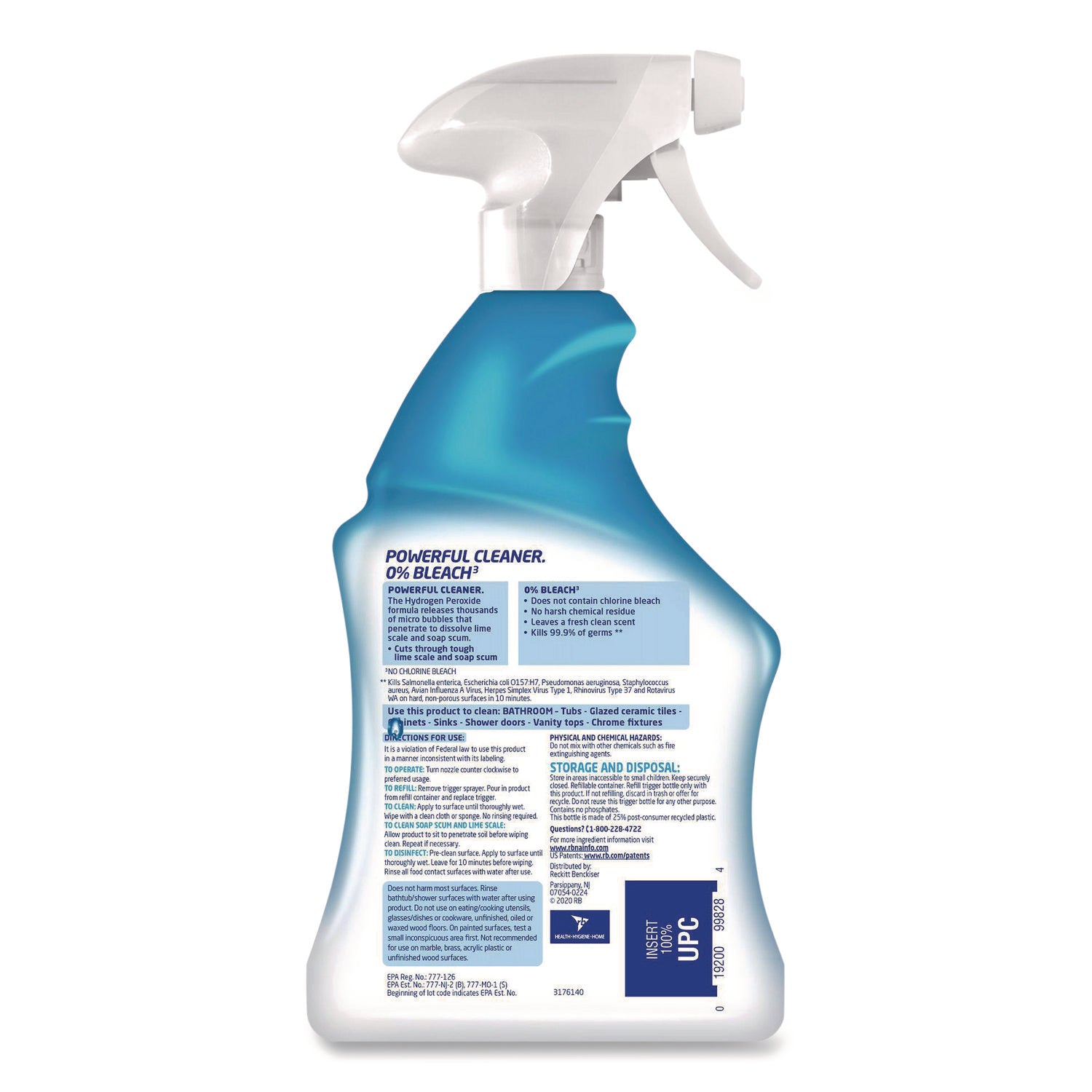 Bathroom Cleaner with Hydrogen Peroxide, Cool Spring Breeze, 32 oz Trigger Spray Bottle