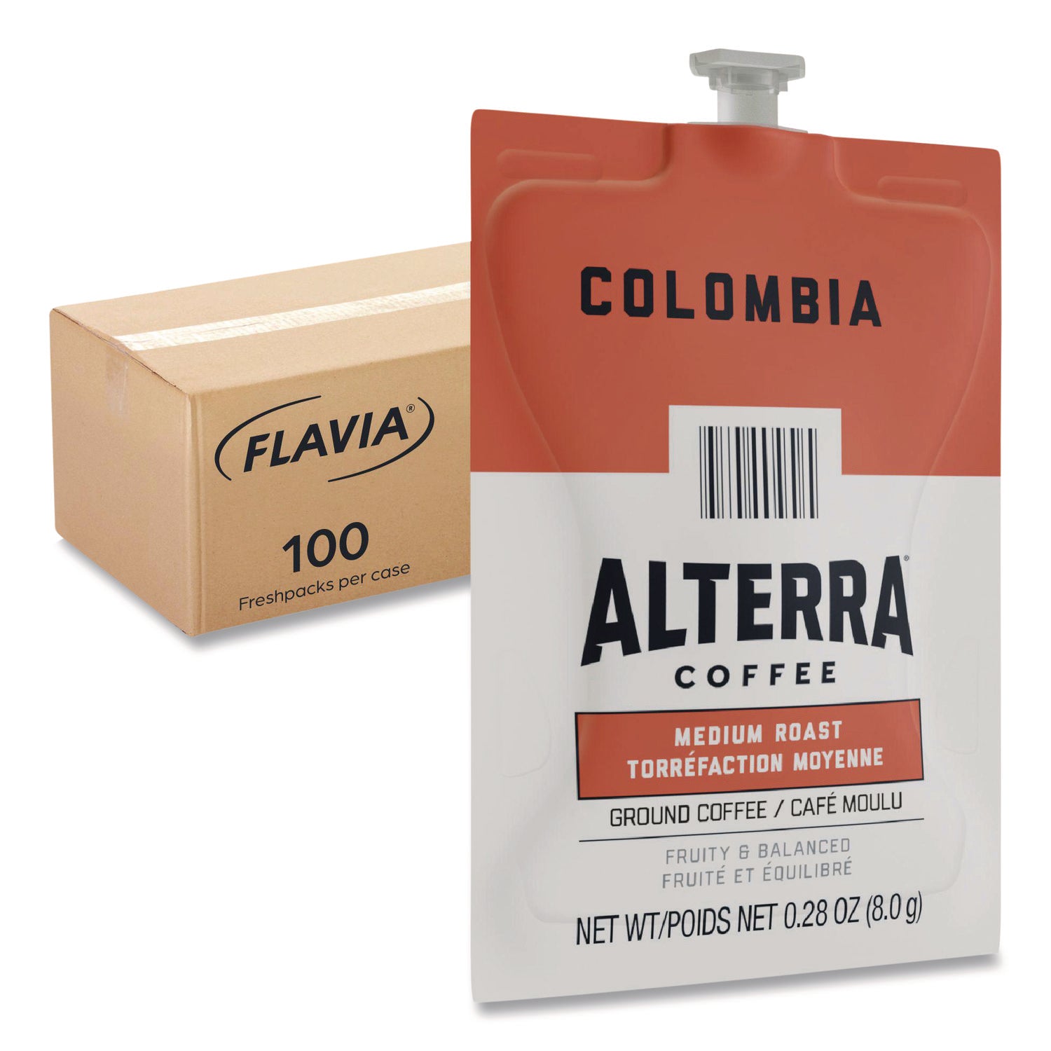 Compatible with Flavia Aroma, Flavia Barista, FLAVIA Creation 600, Flavia Creation 500, Flavia Creation 200, Flavia Creation 150, Flavia Creation 300, Flavia - Hot Coffee - Medium - Freshpack - Colombia, Regular - Kosher - 100 / Carton