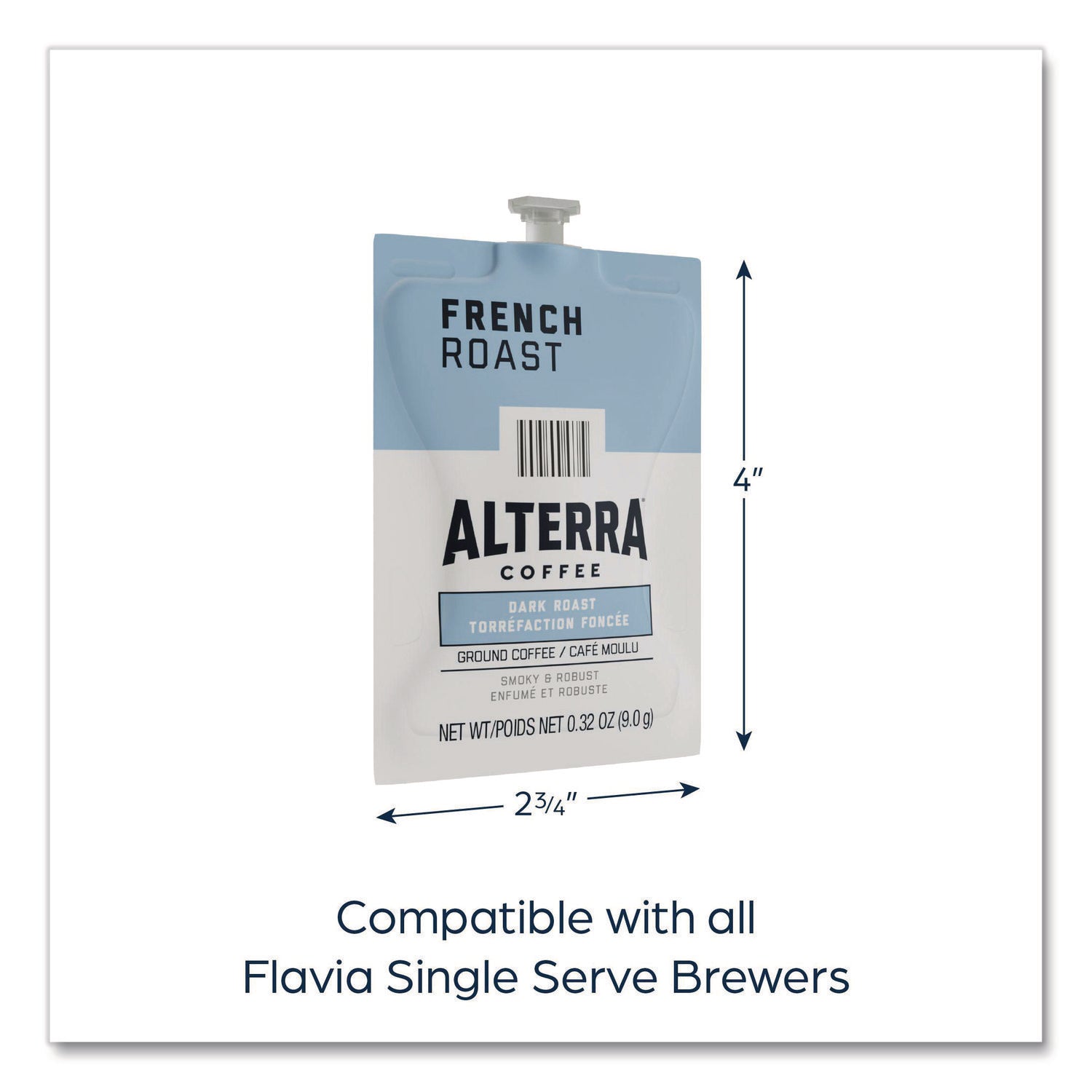 Compatible with Flavia Aroma, Flavia Barista, FLAVIA Creation 600, Flavia Creation 500, Flavia Creation 200, Flavia Creation 150, Flavia Creation 300 - Hot Coffee - Dark - Freshpack - French Roast, Regular - Kosher - 100 / Carton