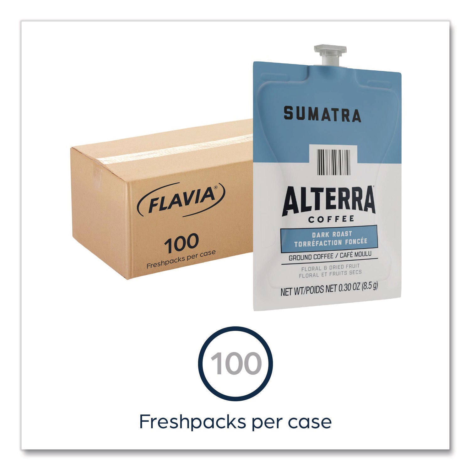 Compatible with Flavia Aroma, Flavia Barista, FLAVIA Creation 600, Flavia Creation 500, Flavia Creation 200, Flavia Creation 150, Flavia Creation 300 - Hot Coffee - Dark - Freshpack - Sumatra - Kosher - 100 / Carton