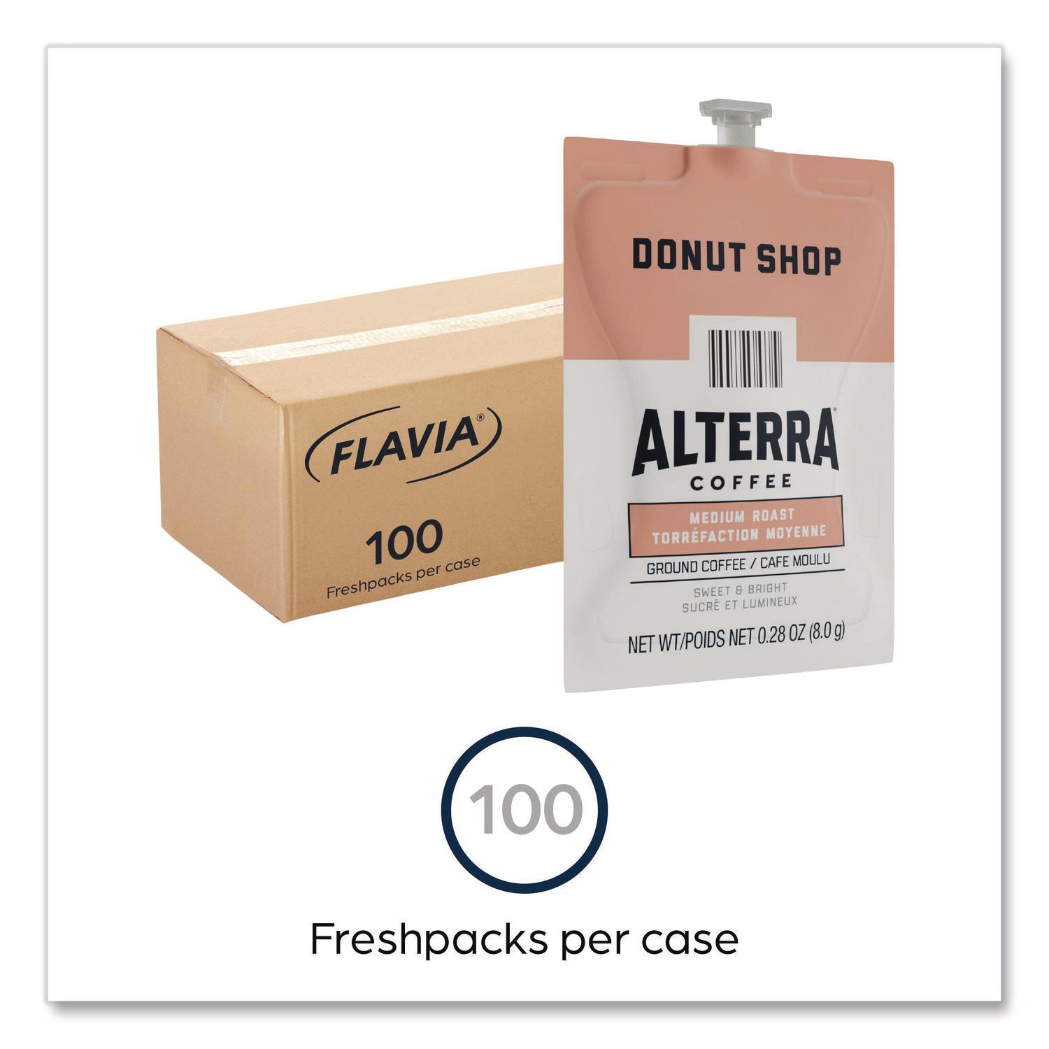 Compatible with Flavia Aroma, Flavia Barista, FLAVIA Creation 600, Flavia Creation 500, Flavia Creation 200, Flavia Creation 150, Flavia Creation 300 - Hot Coffee - Medium - Freshpack - Donut Shop Blend - Kosher - 100 / Carton