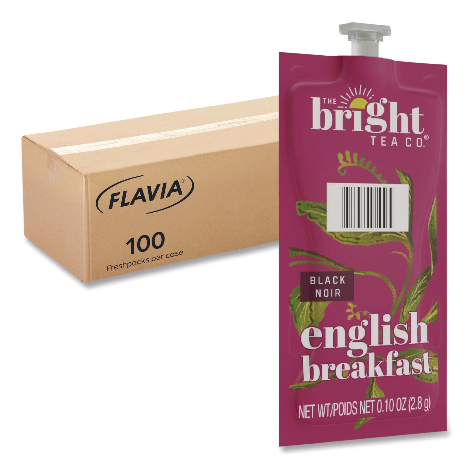 Flavia Bright Tea Co English Breakfast Black Tea Freshpack, Caffeinated, Kosher, 100 Freshpacks per Carton