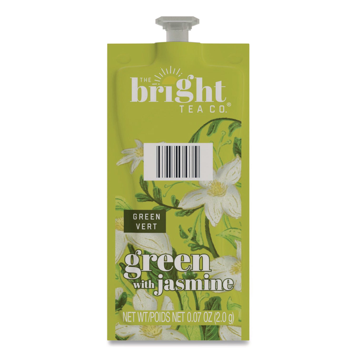 Flavia Bright Tea Co Green Tea with Jasmine, Caffeinated, Kosher, Freshpack, Compatible with Flavia Aroma, Creation 300, Creation 600, 100/Carton