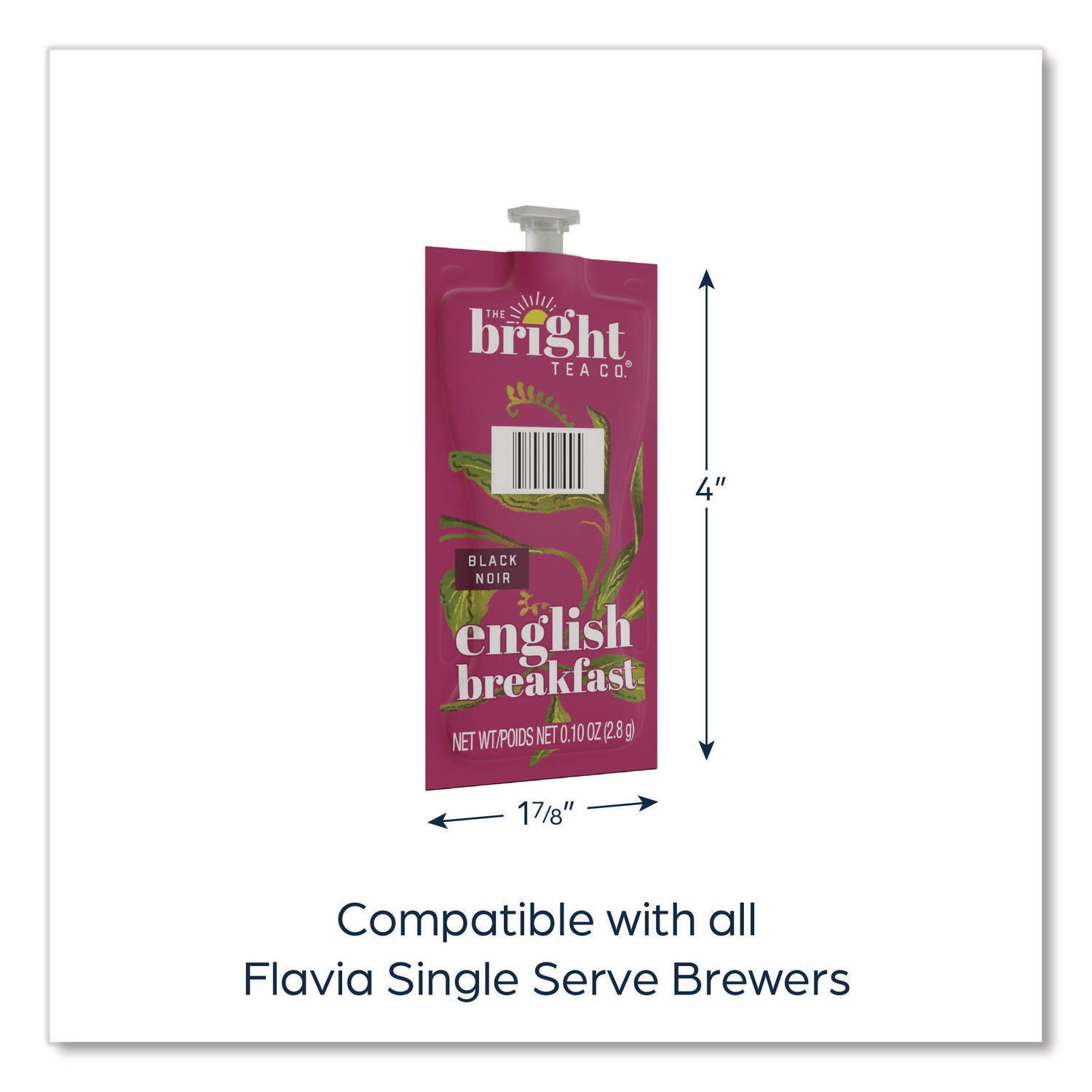 Flavia Bright Tea Co English Breakfast Black Tea Freshpack, Caffeinated, Kosher, 100 Freshpacks per Carton
