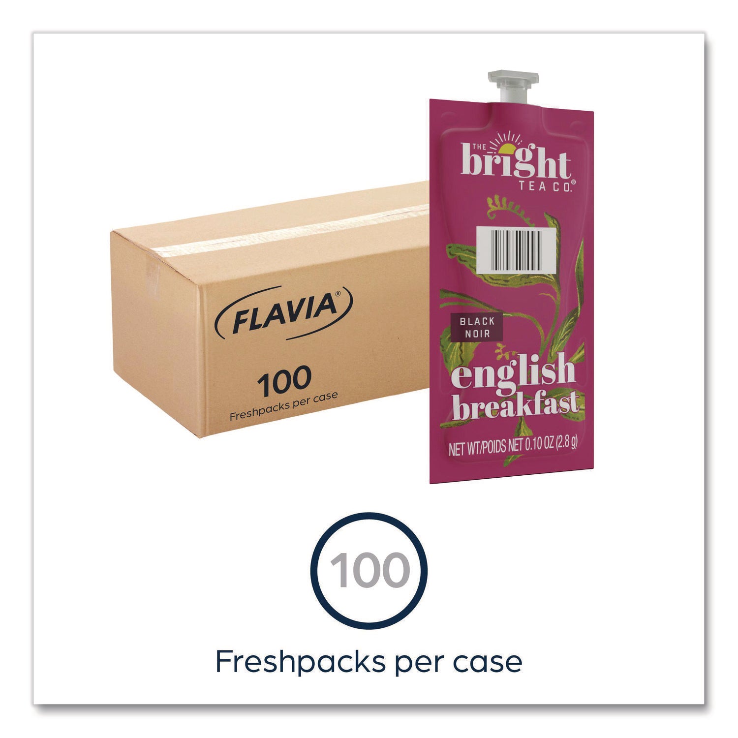 Flavia Bright Tea Co English Breakfast Black Tea Freshpack, Caffeinated, Kosher, 100 Freshpacks per Carton
