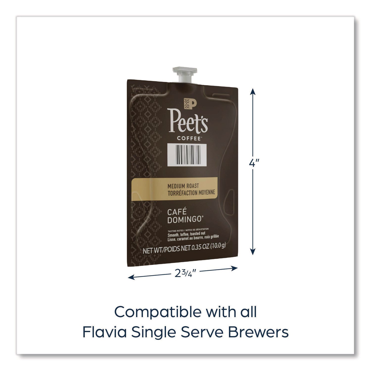 Compatible with Flavia Aroma, Flavia Barista, FLAVIA Creation 600, Flavia Creation 500, Flavia Creation 200, Flavia Creation 150, Flavia Creation 300 - Hot Coffee - Medium - Freshpack - Cafe Domingo - Kosher - 76 / Carton