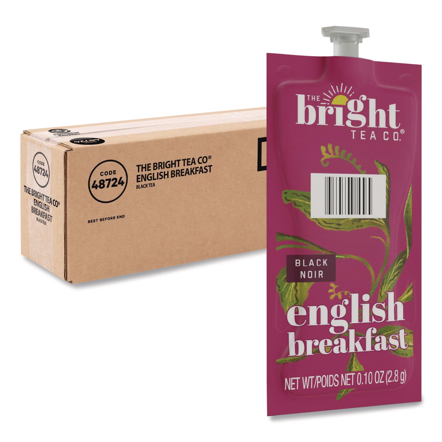 Flavia Bright Tea Co English Breakfast Black Tea Freshpack, Caffeinated, Kosher, 0.1 oz Per Pack, 40 Packs per Carton
