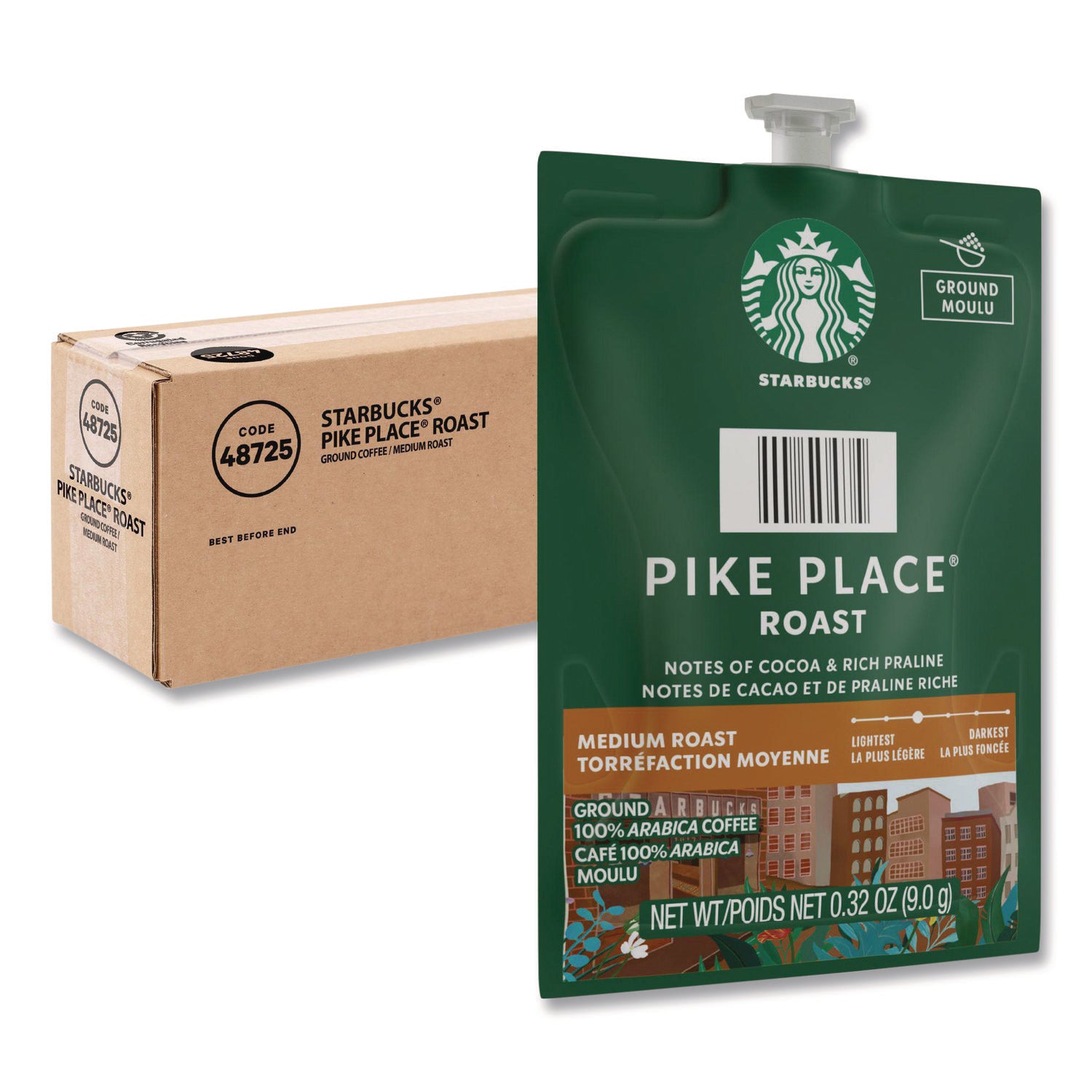 Flavia Starbucks Pike Place Roast Freshpack, Medium Roast, Kosher, 0.3 oz, 38 Freshpacks per Carton, Compatible with Flavia Brewers